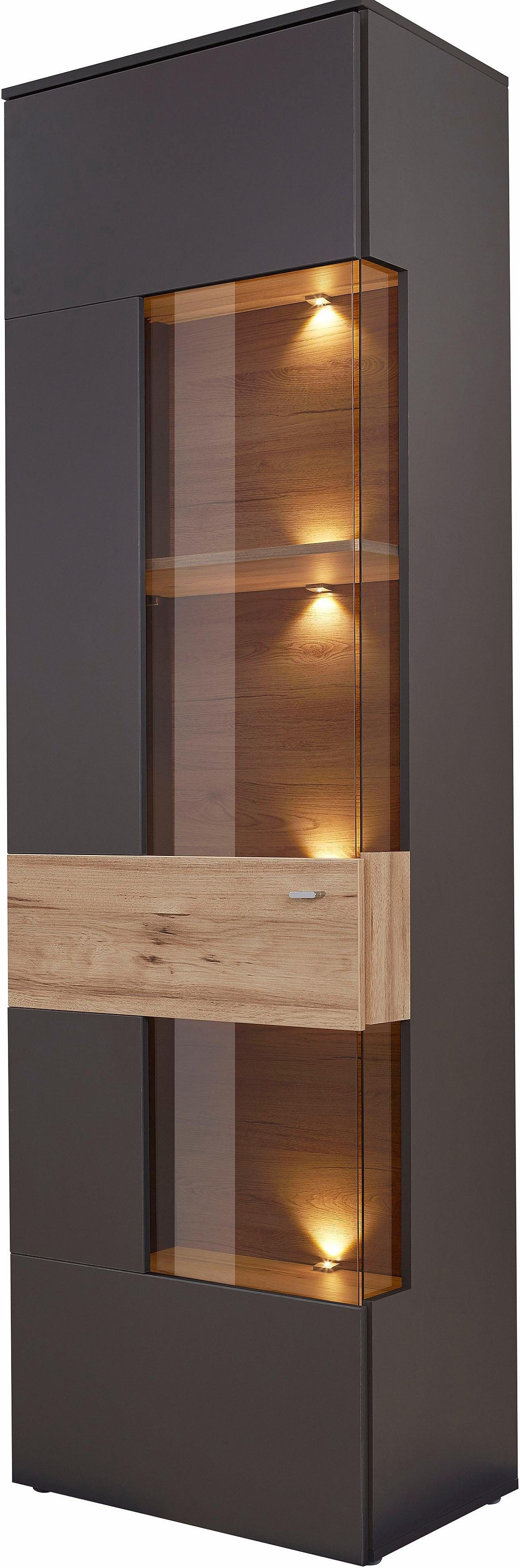 FORTE Vitrinekast Como Vitrine, glazen deur, LED-verlichting, soft close links scharnier