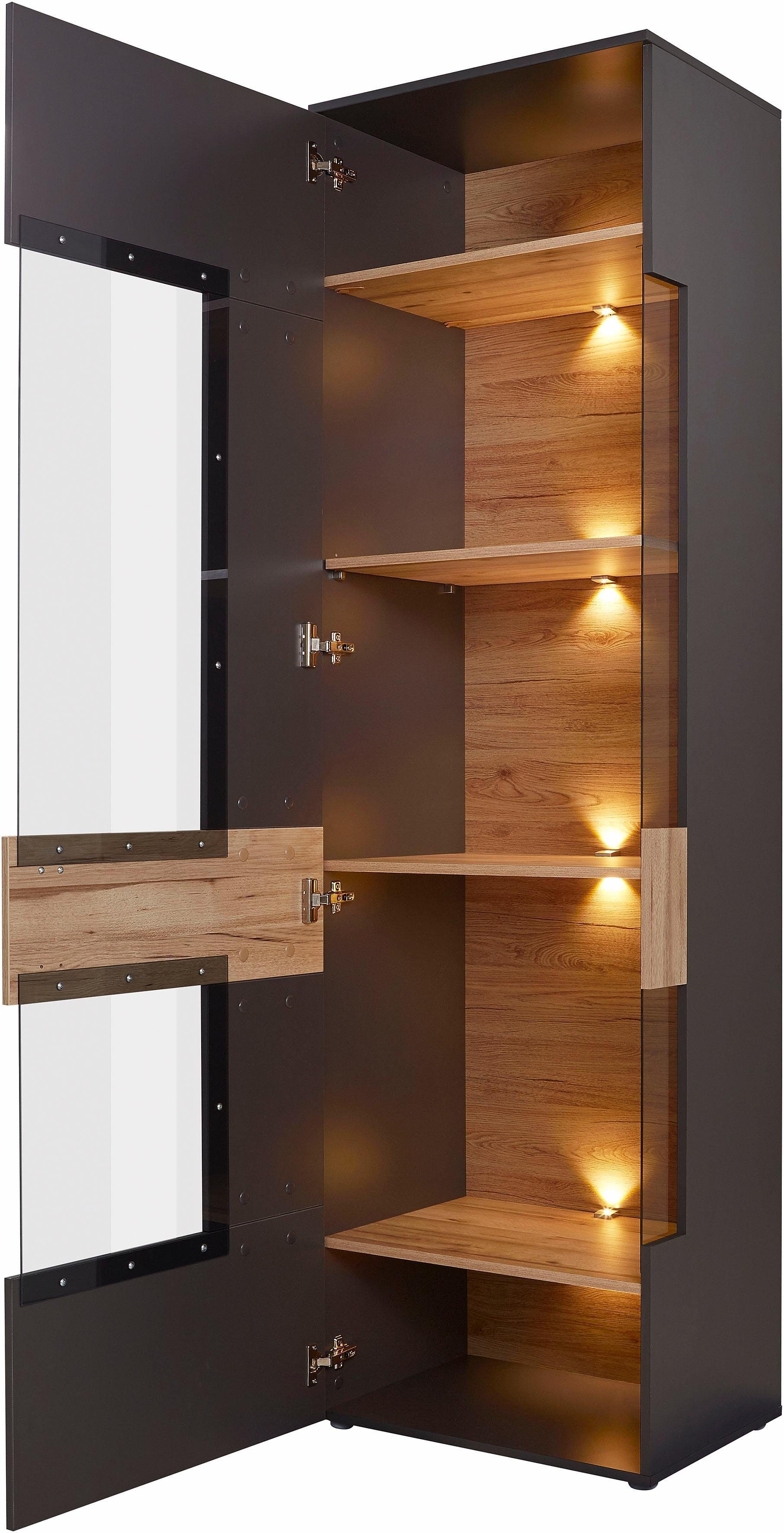 FORTE Vitrinekast Como Vitrine, glazen deur, LED-verlichting, soft close links scharnier
