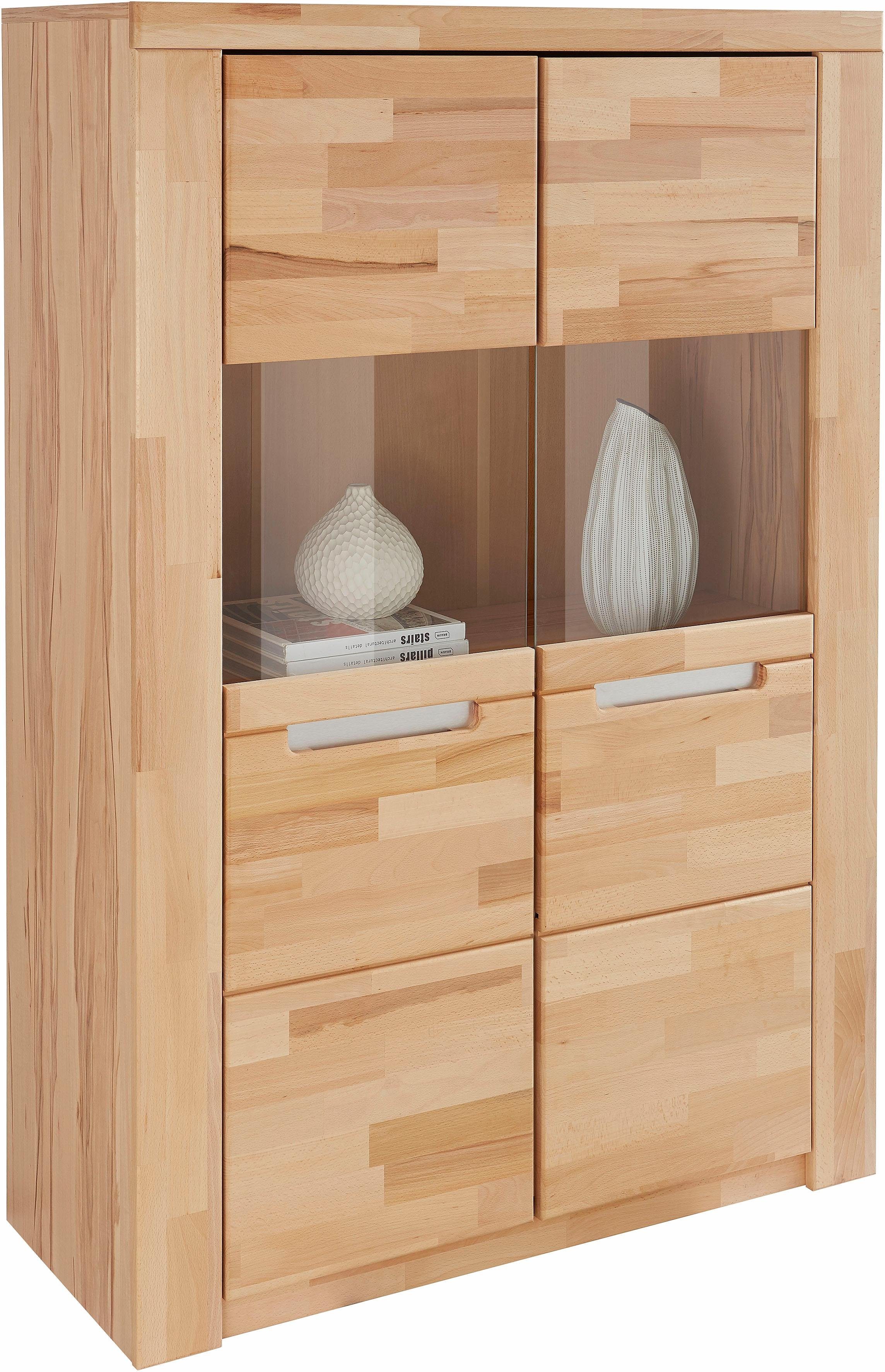 Home affaire Highboard Kolding Breedte 100 cm met 2 glasdeuren highboards maat 100x40x145 cm beige