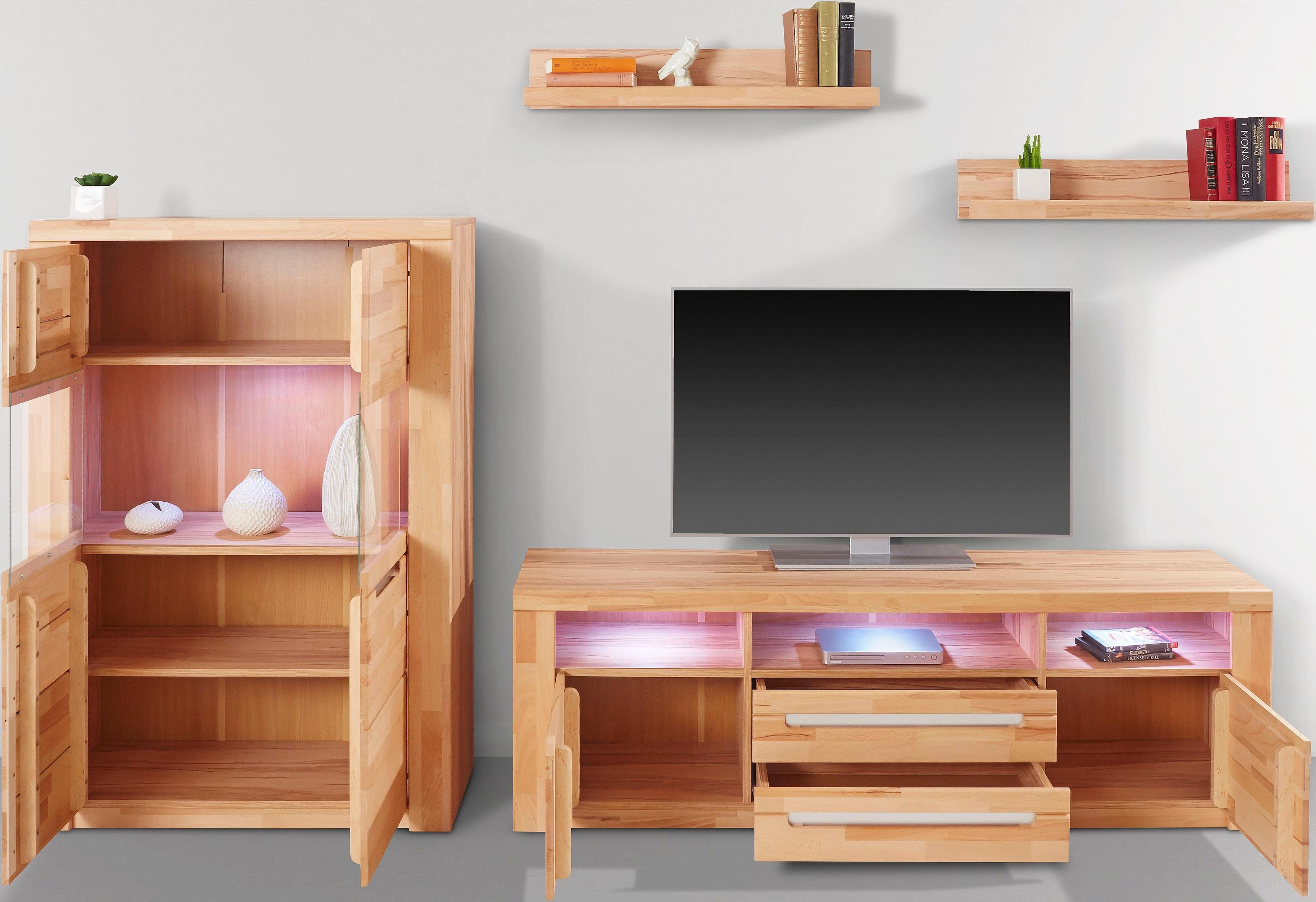Home affaire Wandmeubel Kolding gedeeltelijk massief hout (set, 4-delig)