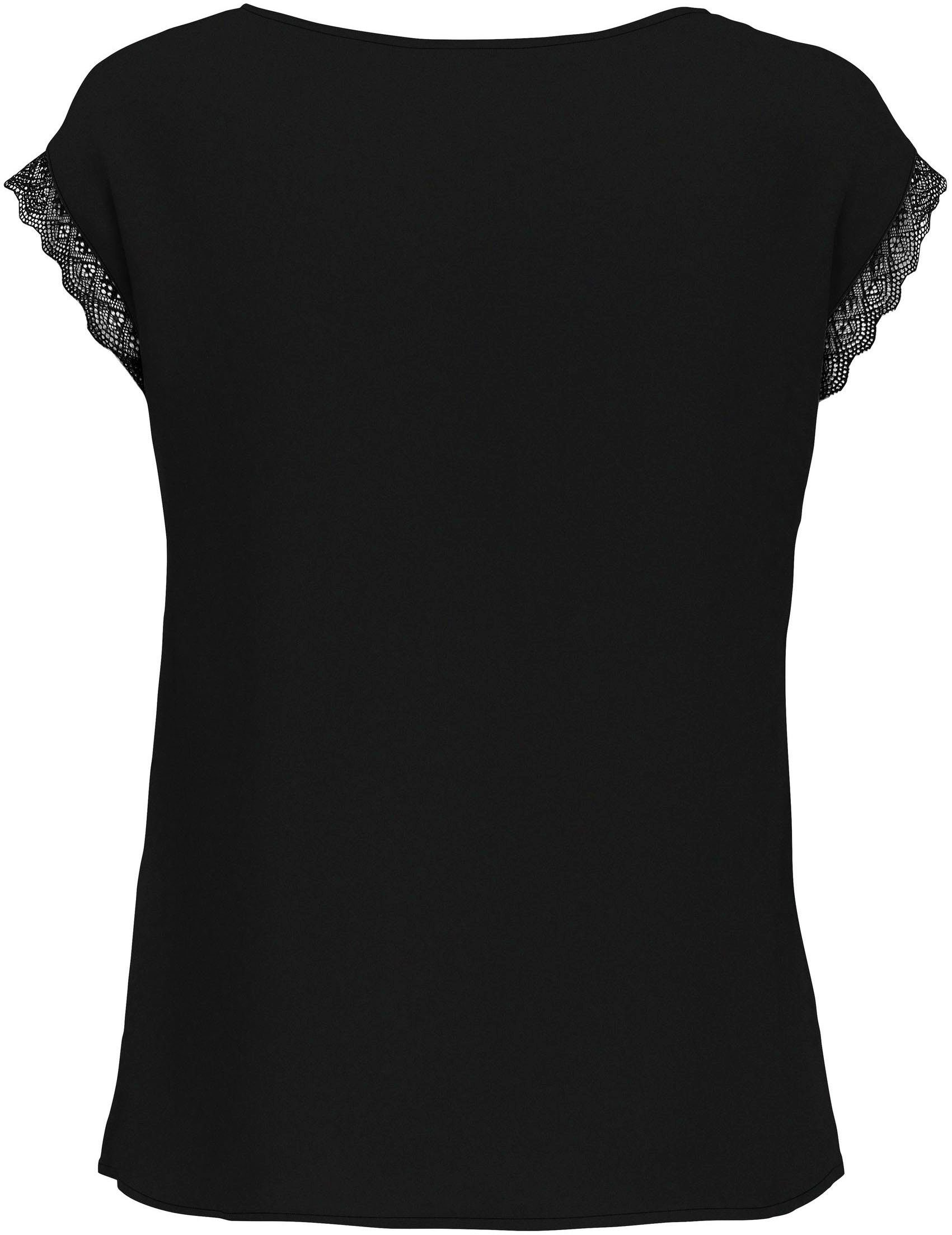 Only Shirt met V-hals ONLJASMINA S/S V-NECK LACE TOP NOOS PTM