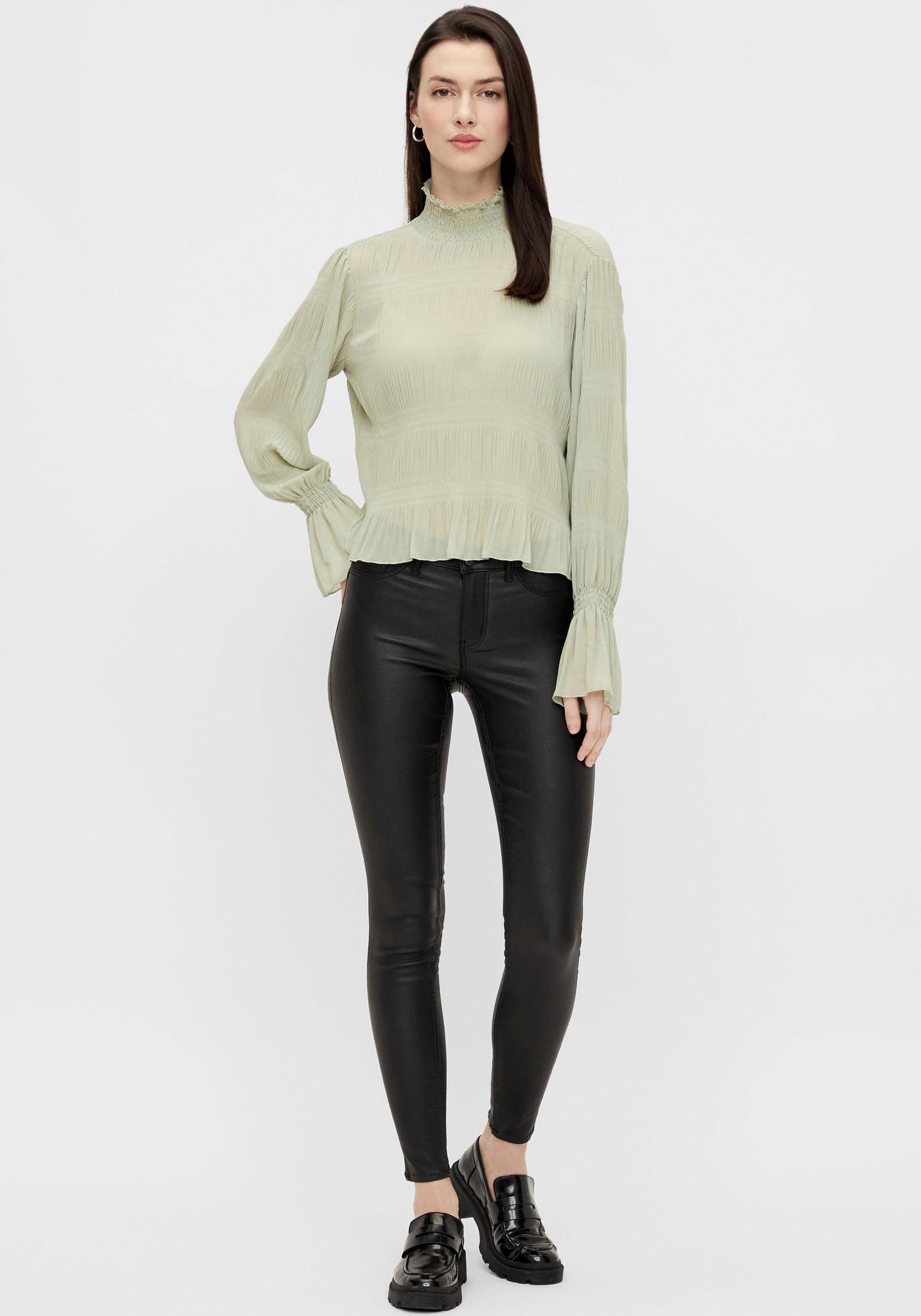 pieces Imitatieleren broek PCSHAPE-UP PARO SKN MW COATED/NOOS BC