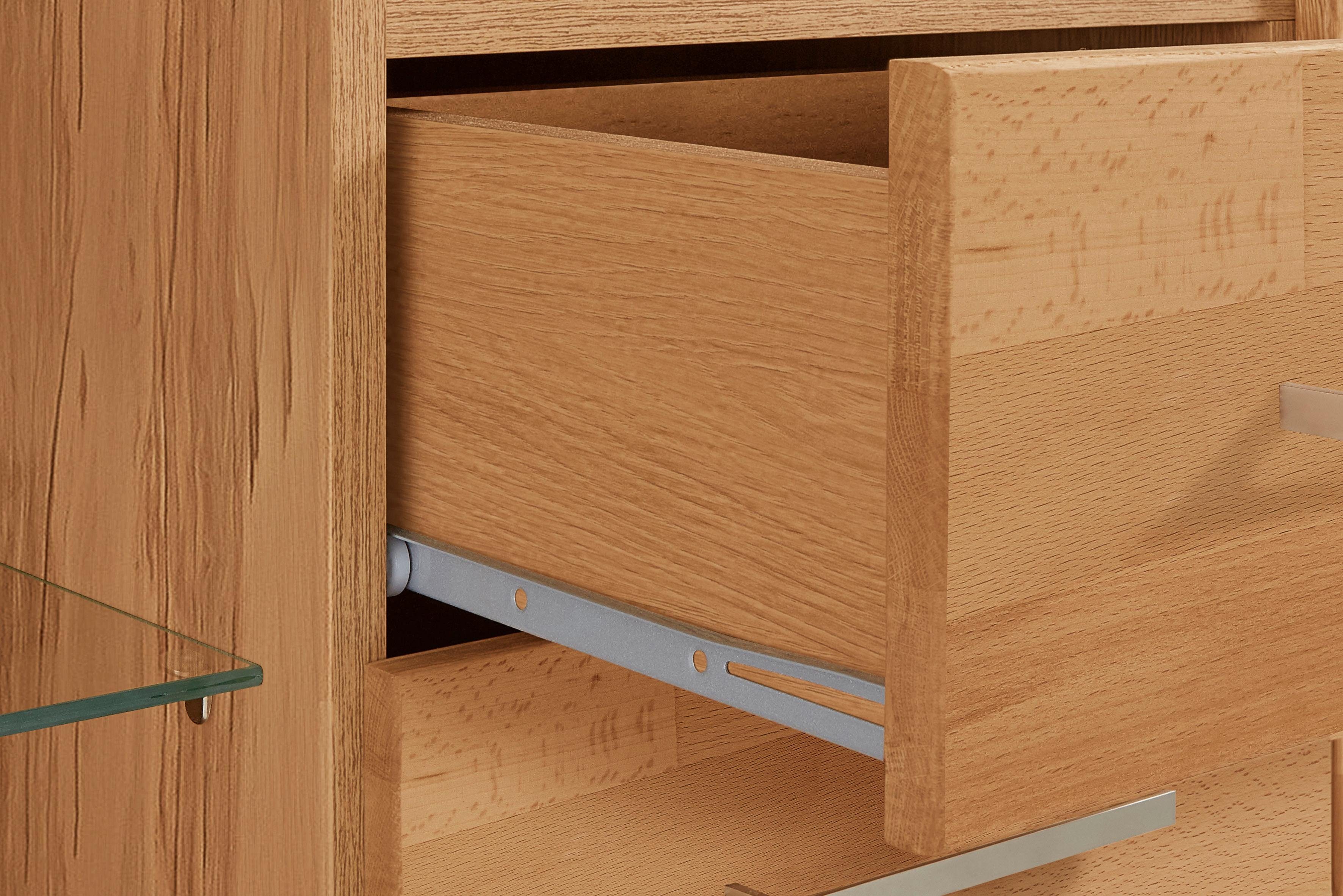 Home affaire Highboard Ribe, 130cm breed, 145cm hoog, fronten massief hout, 12 vakken