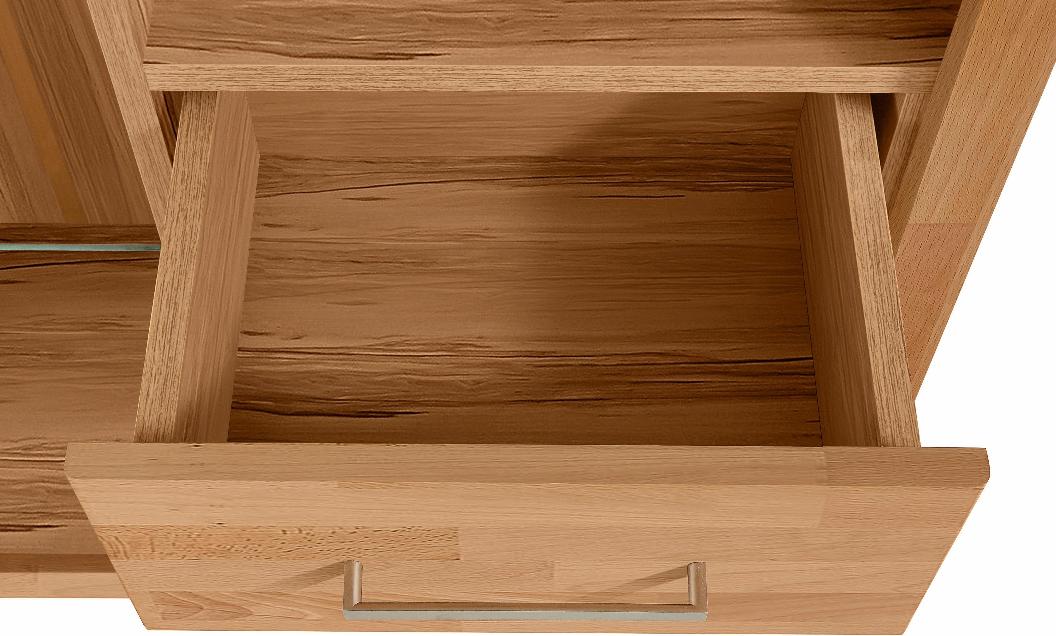 Home affaire Highboard Ribe, 130cm breed, 145cm hoog, fronten massief hout, 12 vakken