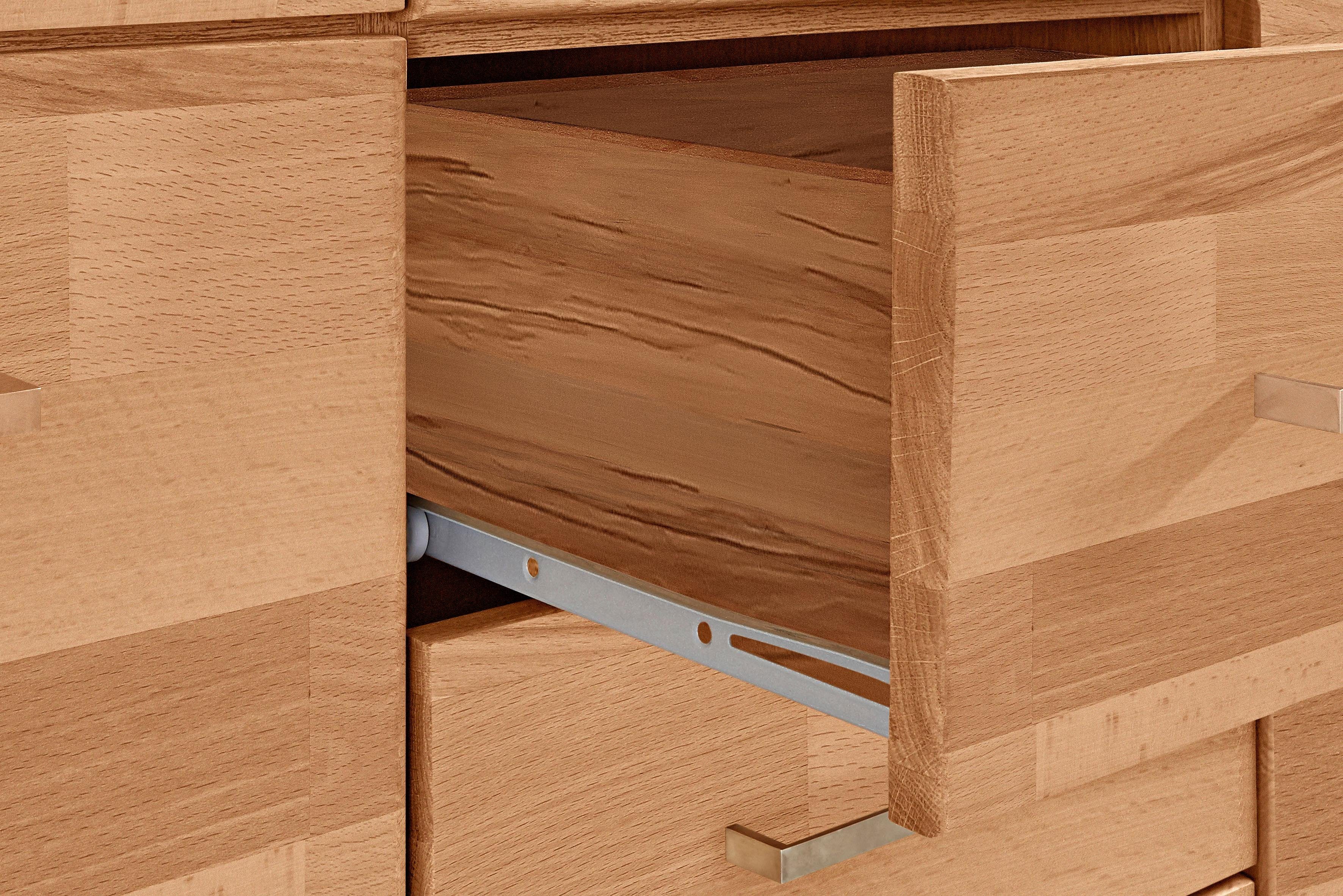 Home affaire Highboard Ribe, 125cm breed, 115cm hoog, fronten massief hout, 5 deuren, 3 lades