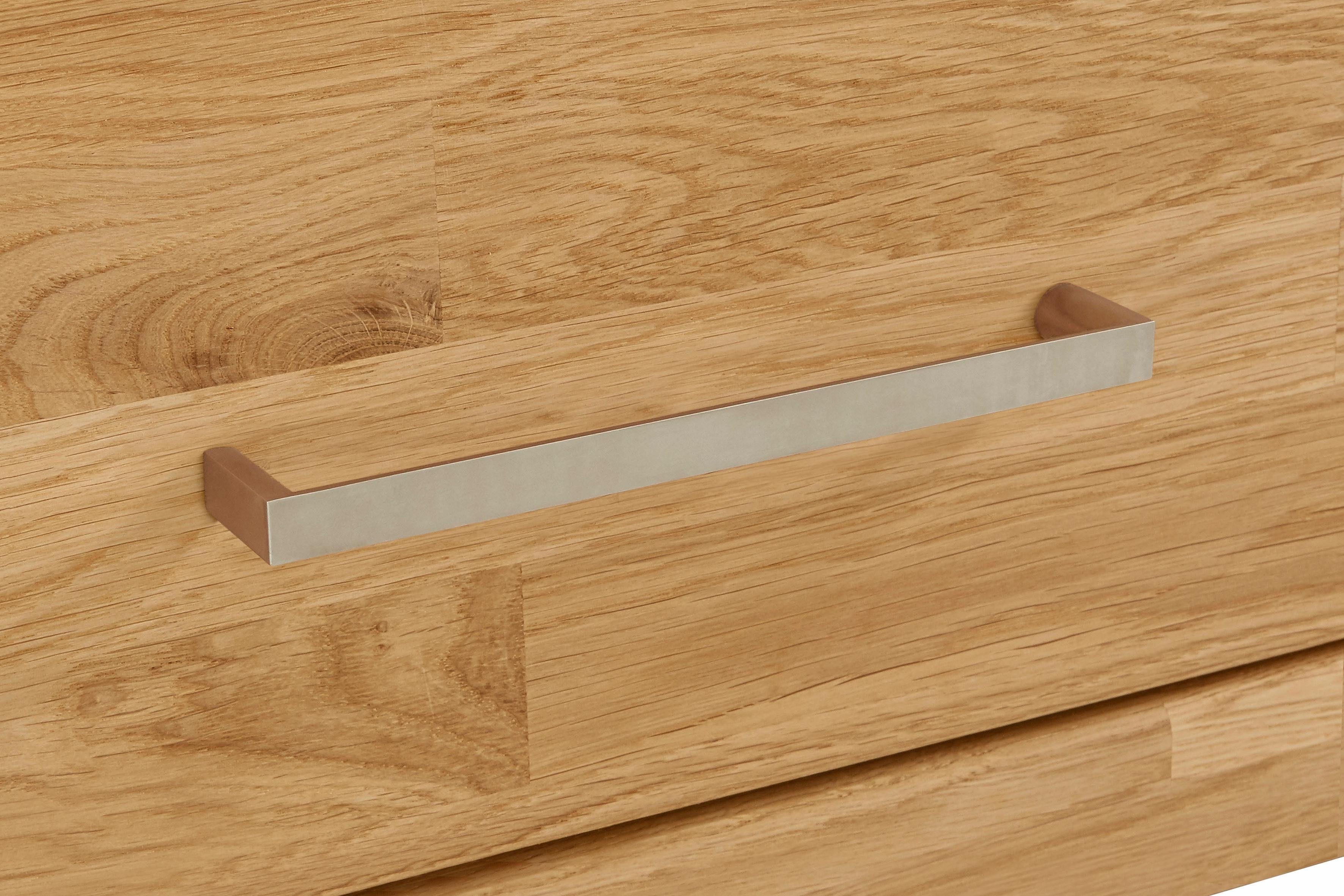 Home affaire Wandmeubel Ribe,Set-5 st.,Massieve bovenplaten,veel opbergruimte Glazen inzet van gehard glas, planken gedeeltelijk verstelbaar (set, 5-delig)