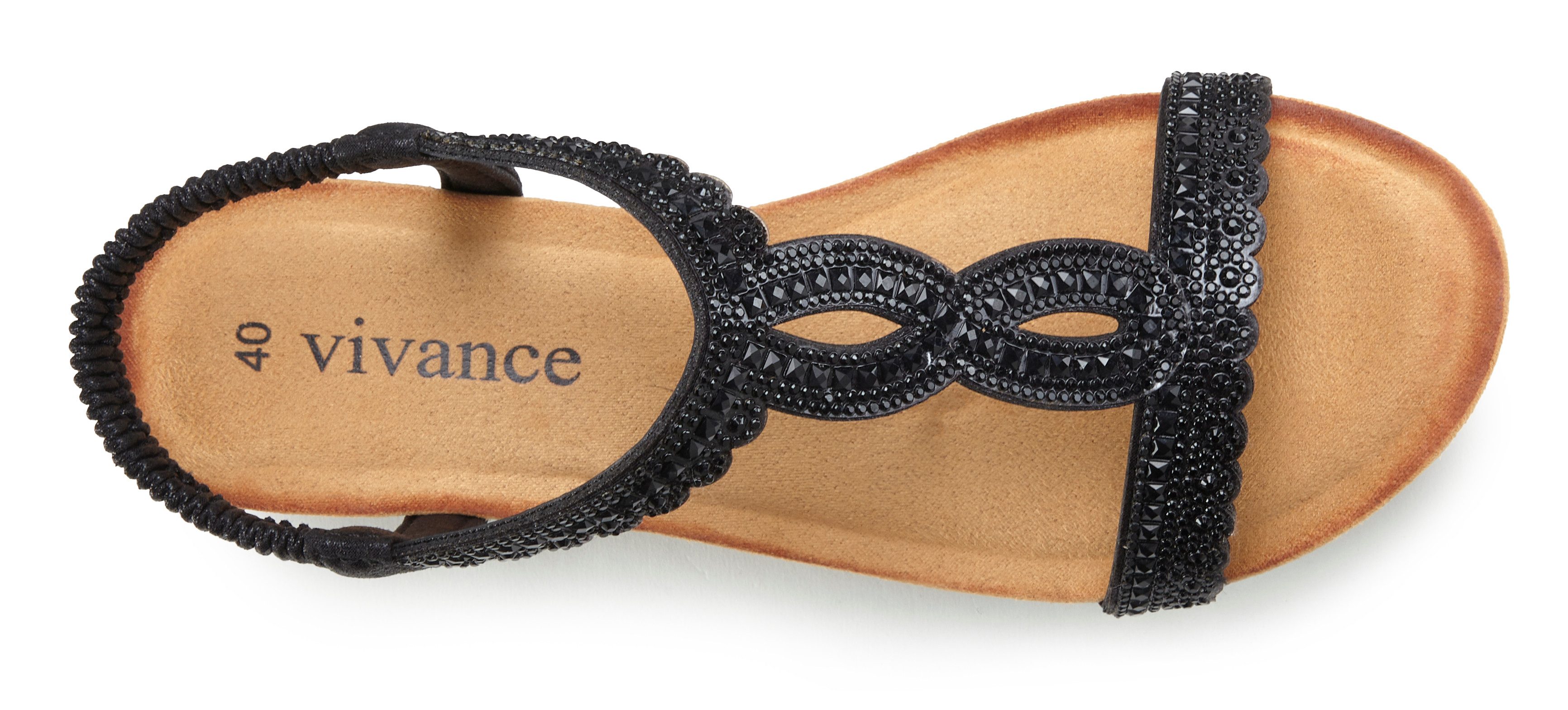 Vivance Sandaaltjes Zomerschoen Sandaal, zomerschoen met glinsterdetails en elastische bandjes VEGAN