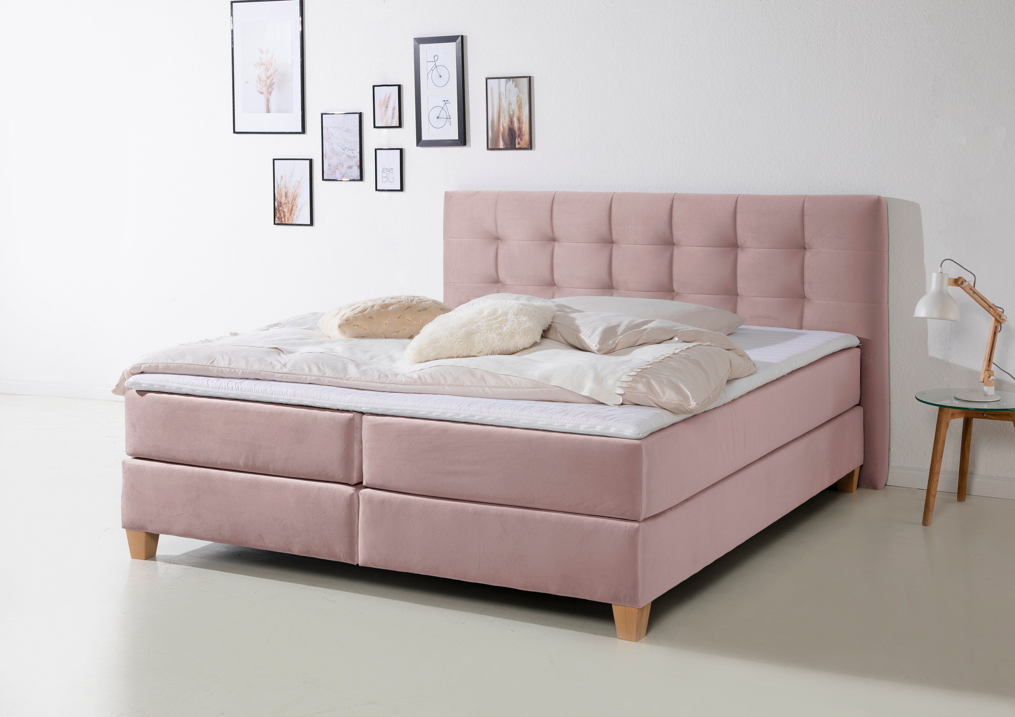 Home affaire Boxspring Moulay incl. topmatras, in 3 hardheden, tfk ook in hardheid 4 boxsprings roze