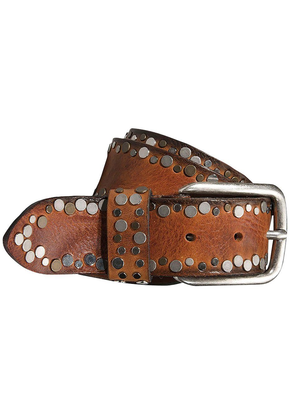 Silbergift Studsriem dames riemen met studs maat 90 bruin