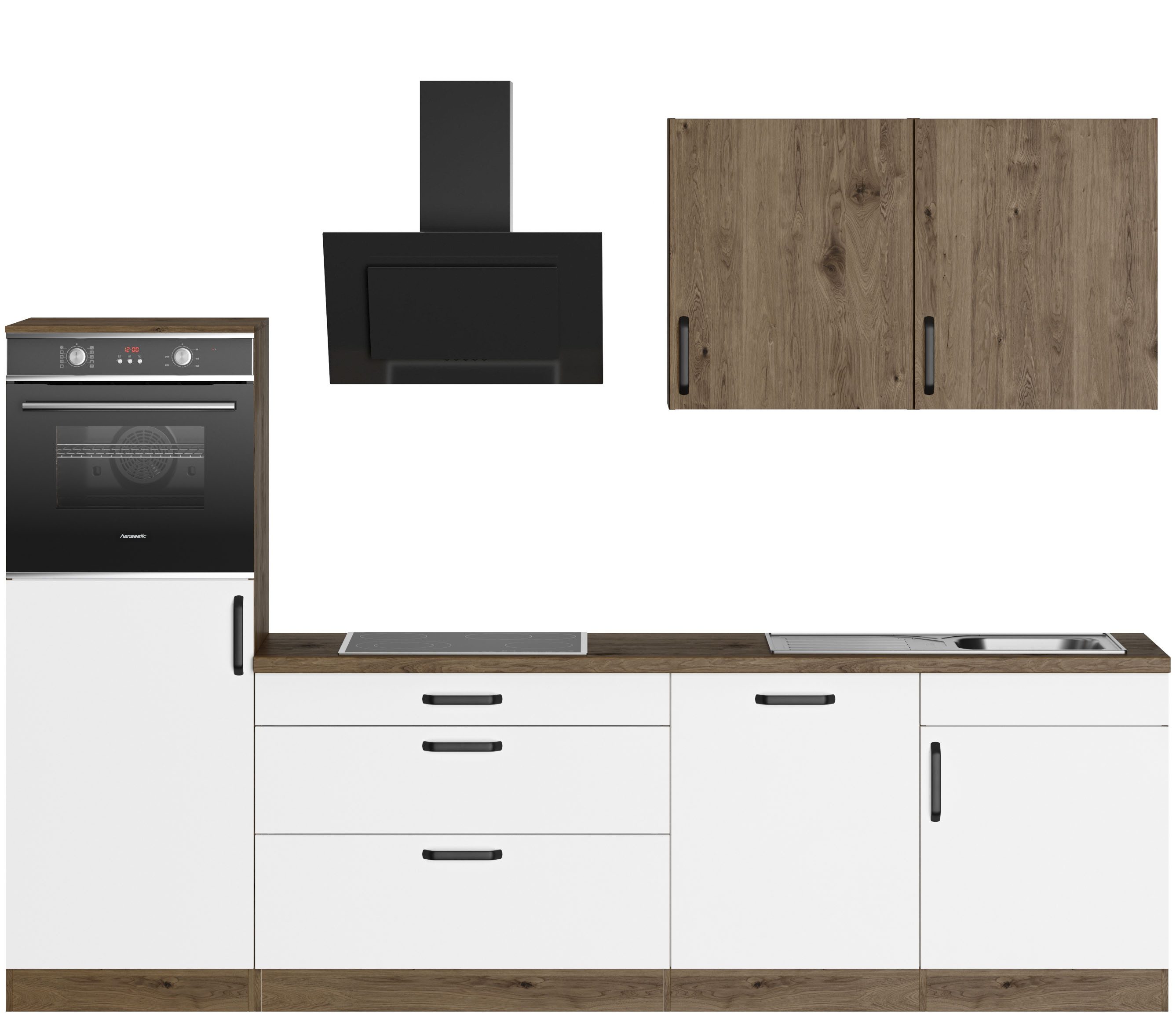 wiho Küchen Keukenblok Elba keuze met hanseatic elektrische apparaten, breedte 280 cm keukenkast series wit