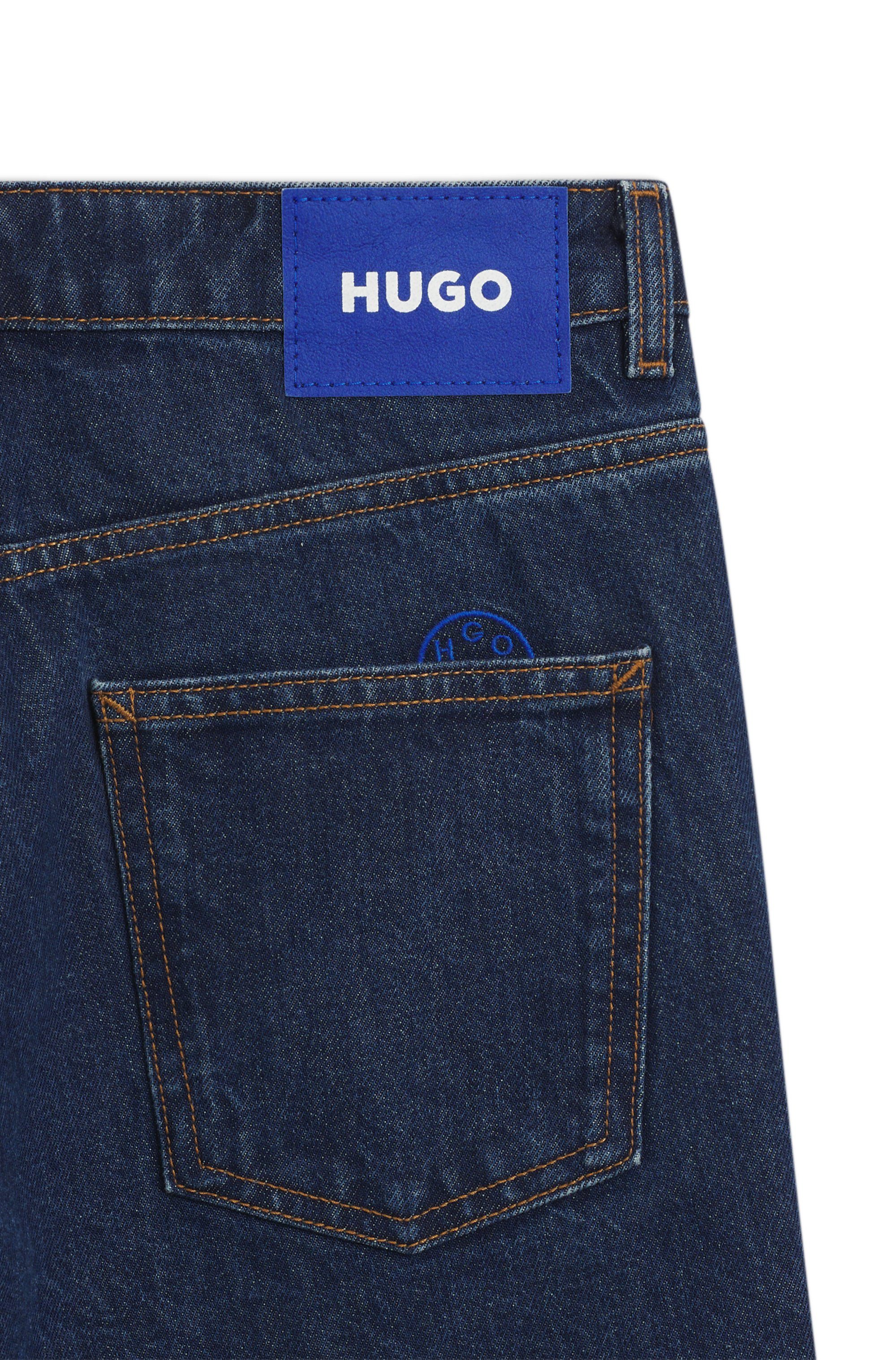 HUGO Blue Relax fit jeans Leni met kenmerkende borduurwerk