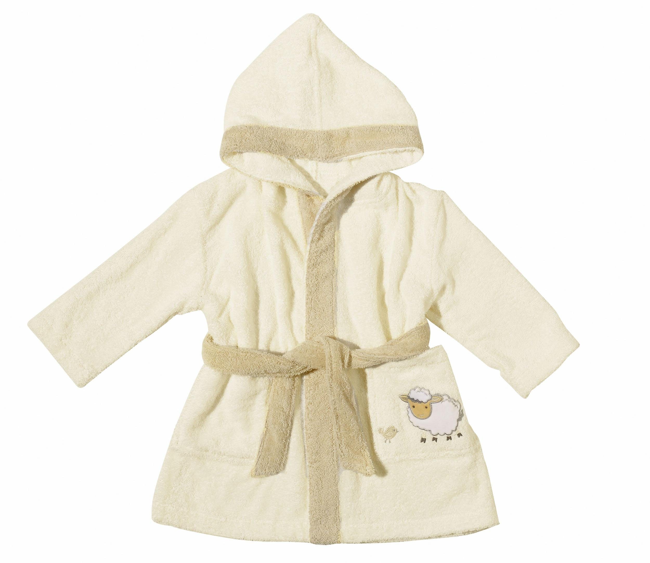 Egeria Kinderbadjas Sheep met capuchon en klein borduursel, organic cotton (1 stuk)