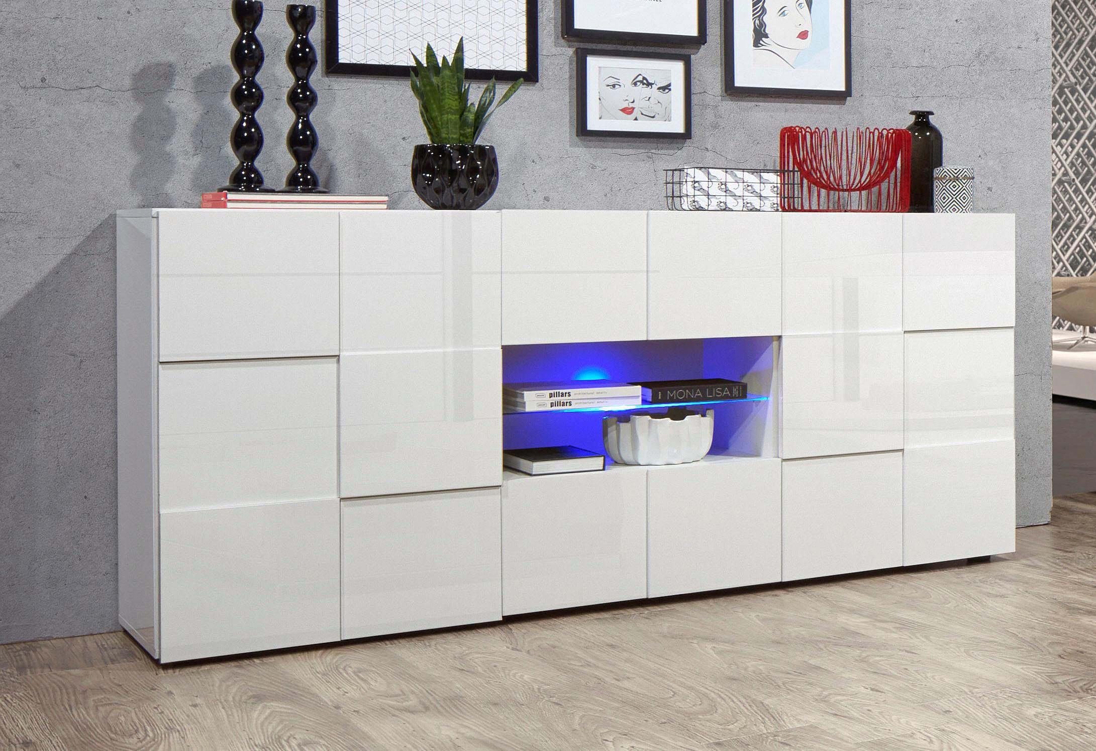 INOSIGN Dressoir Dama Breedte 181, Commode 2 deuren en 2 lades, Dressoir Front in 3D-uiterlijk, veel opbergruimte, verschillende kleuren