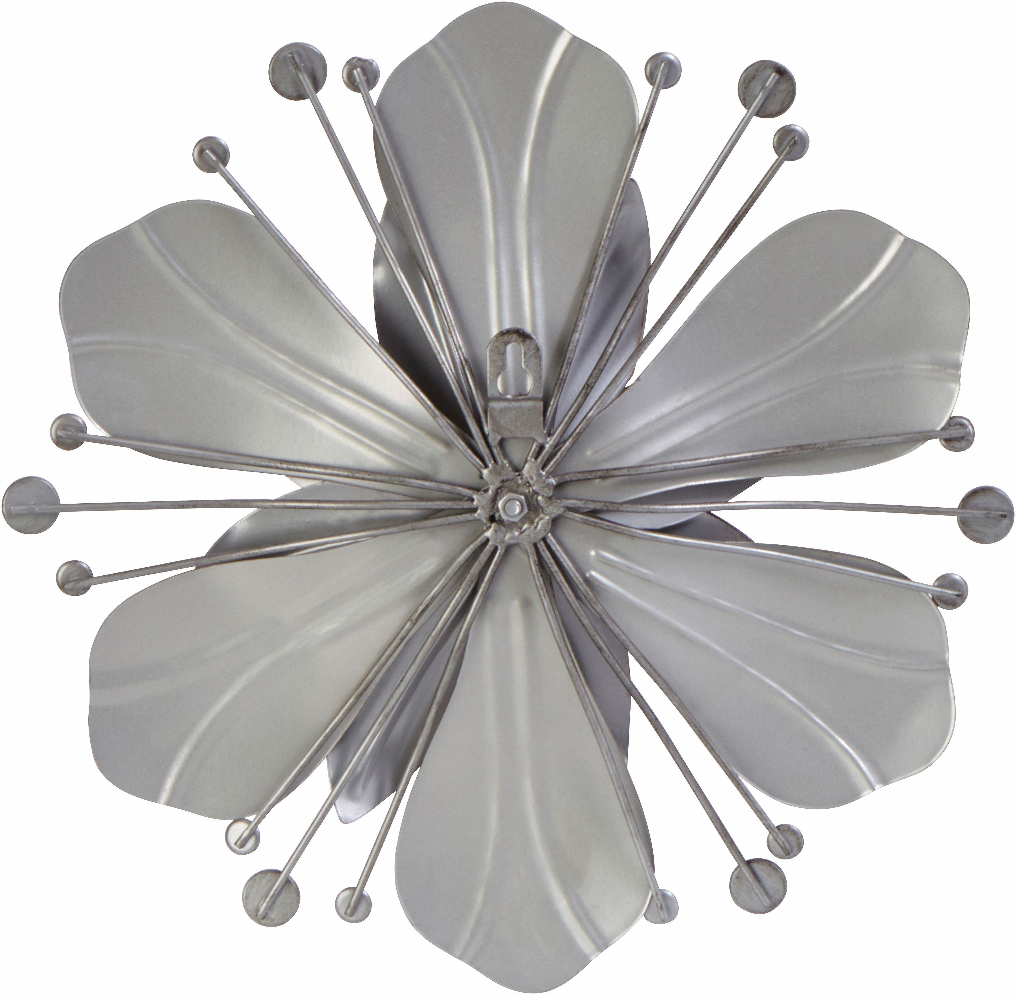 Home affaire Sierobject voor aan de wand Bloem Wanddecoratie, van metaal, met parelmoergarnering