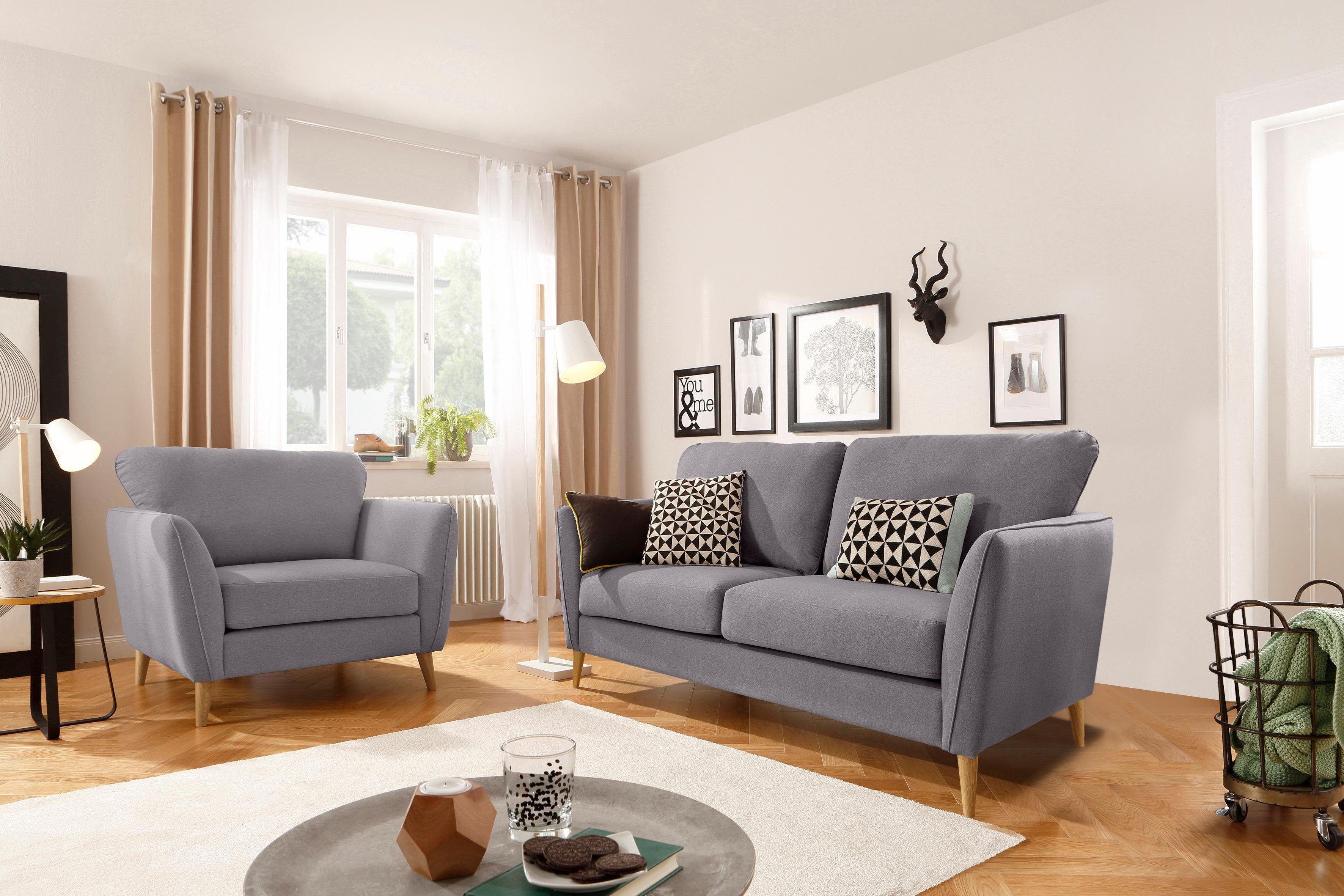 Home affaire 2-zitsbank MARSEILLE compact bank 170 cm, cord, vlakke weefsel, structuur, geweven stof
