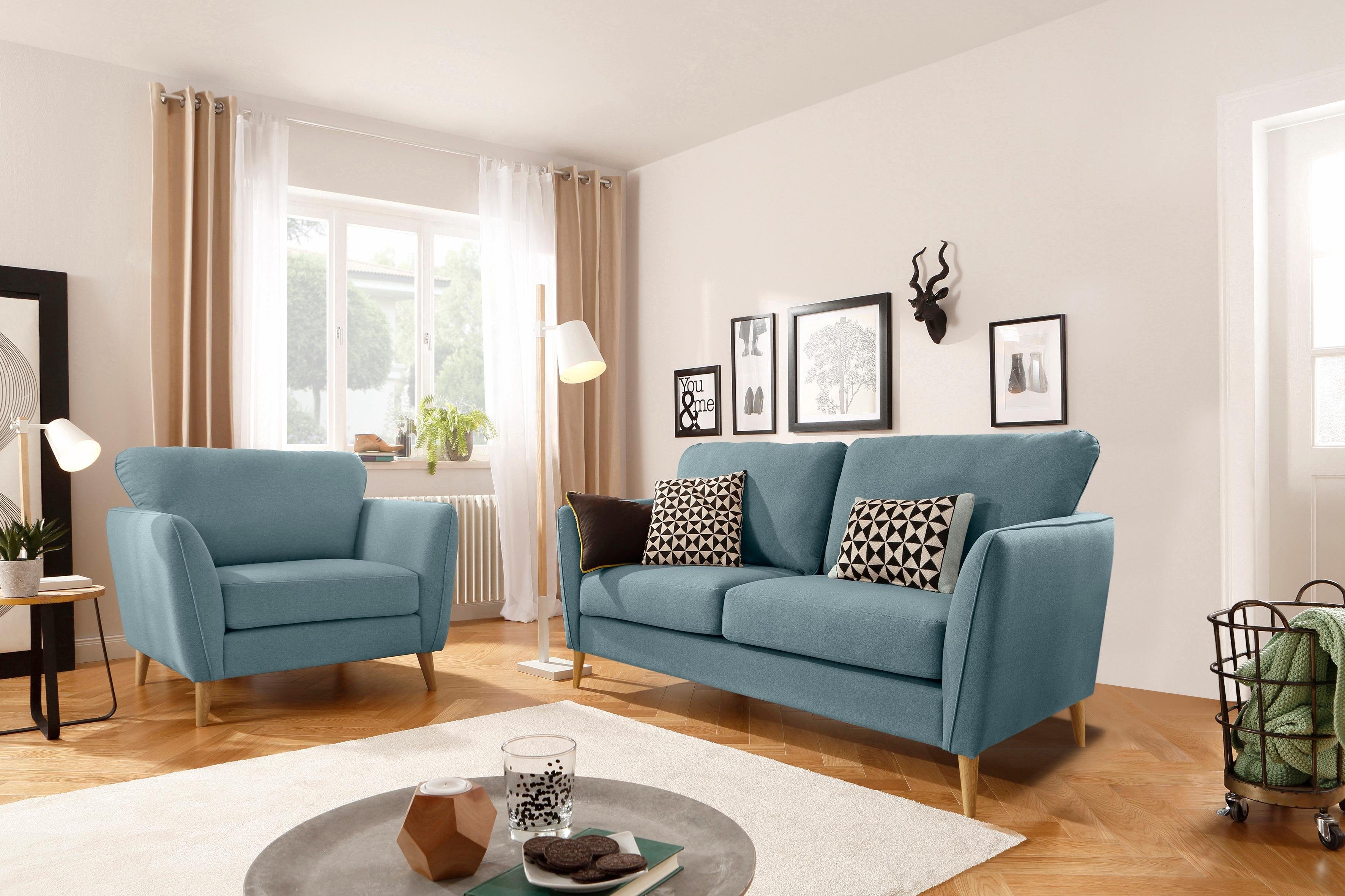 Home affaire 2-zitsbank MARSEILLE compact bank 170 cm, cord, vlakke weefsel, structuur, geweven stof