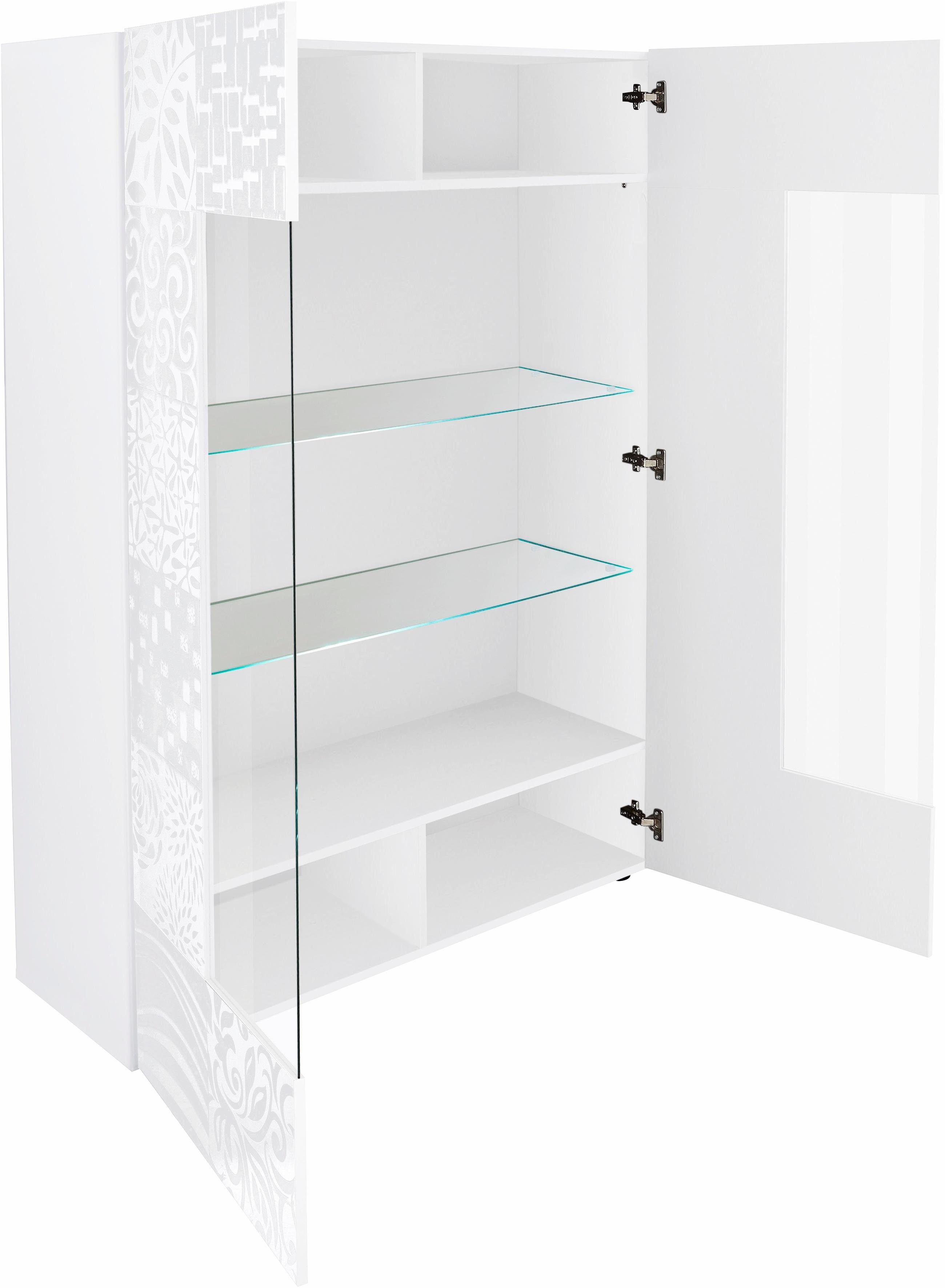 INOSIGN Vitrinekast Miro Vitrinekast, hoogte 166 cm met decoratieve zeefdruk