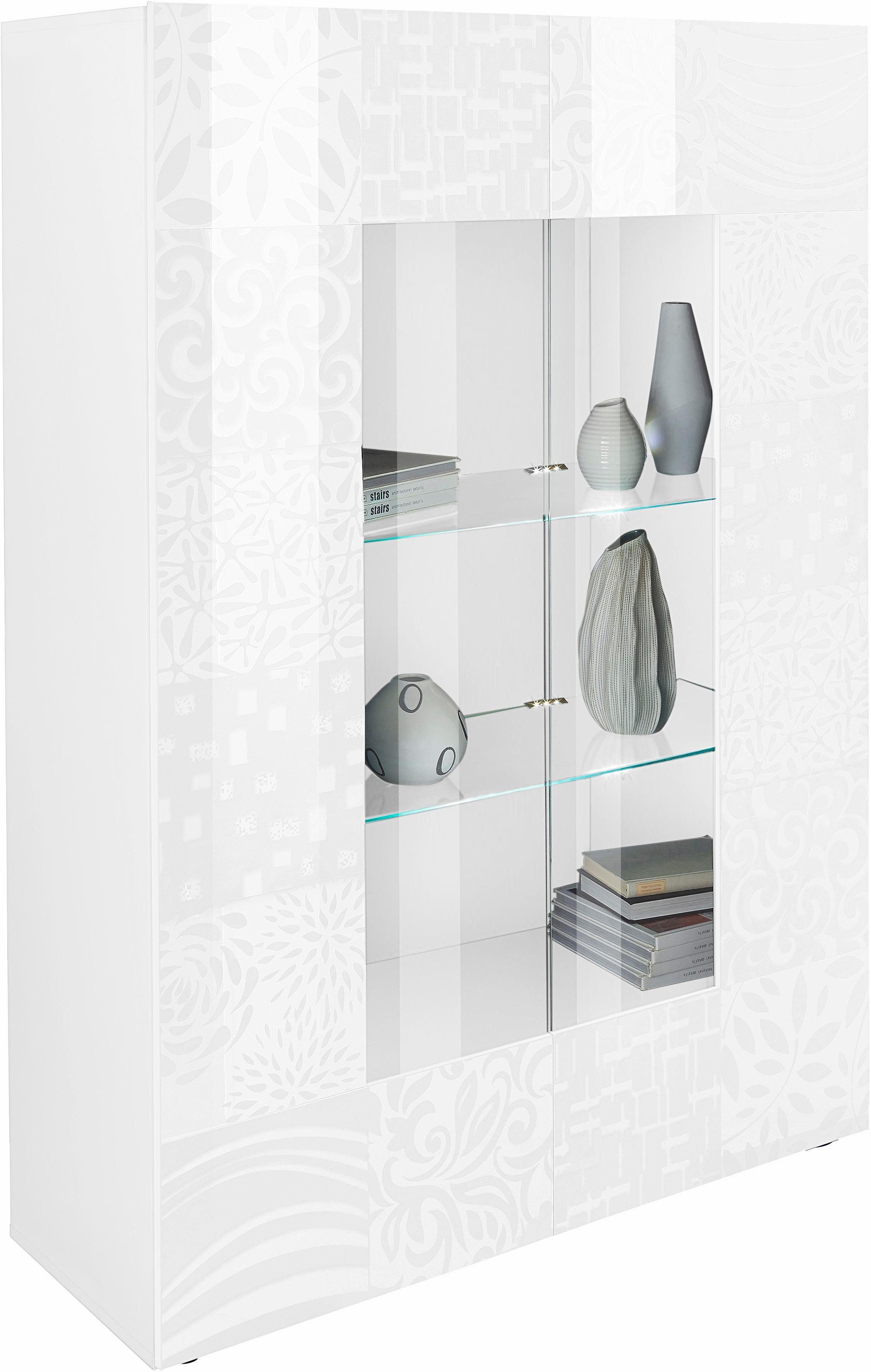 INOSIGN Vitrinekast Miro Vitrinekast, hoogte 166 cm met decoratieve zeefdruk