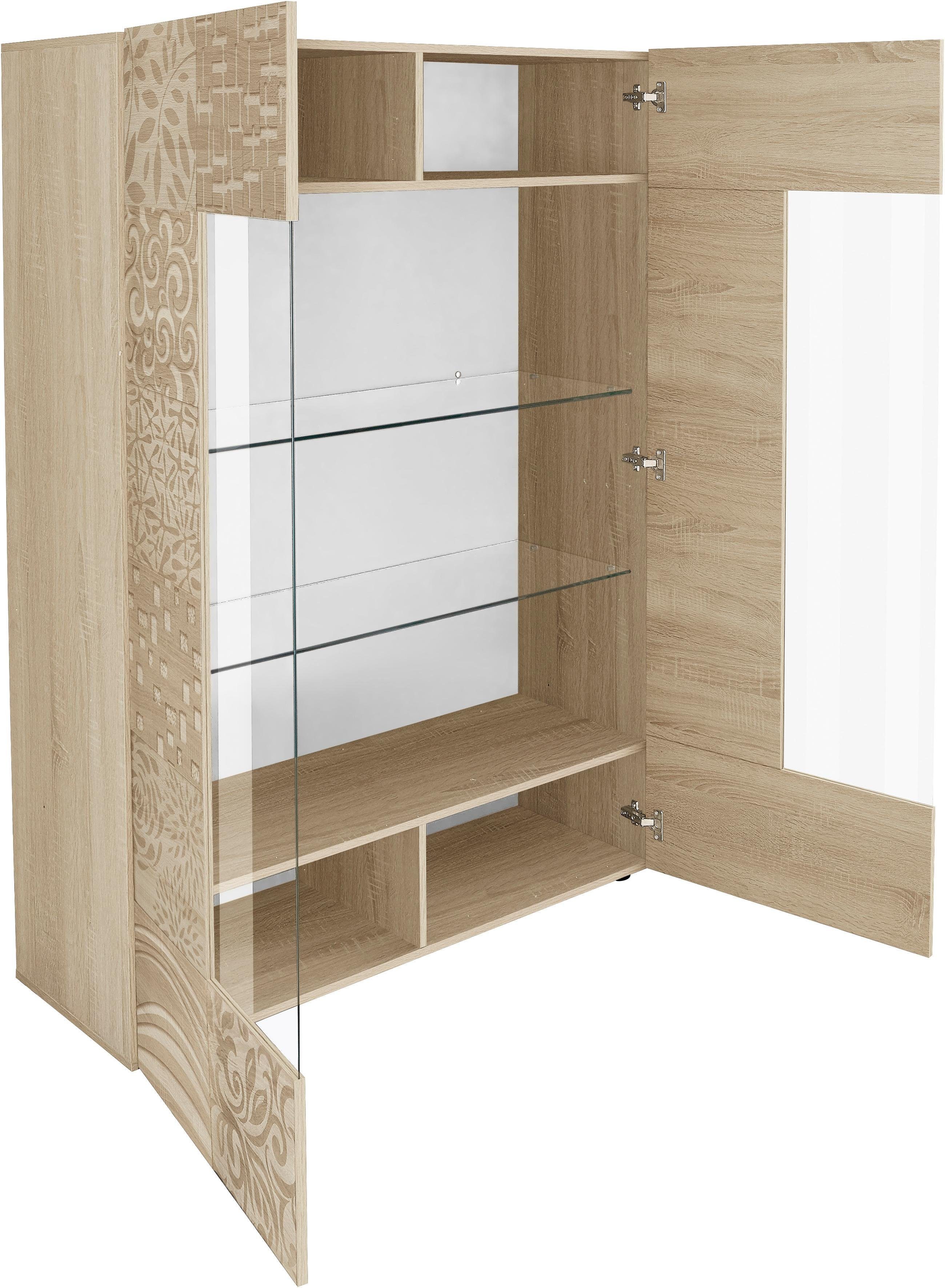 INOSIGN Vitrinekast Miro Vitrinekast, hoogte 166 cm met decoratieve zeefdruk