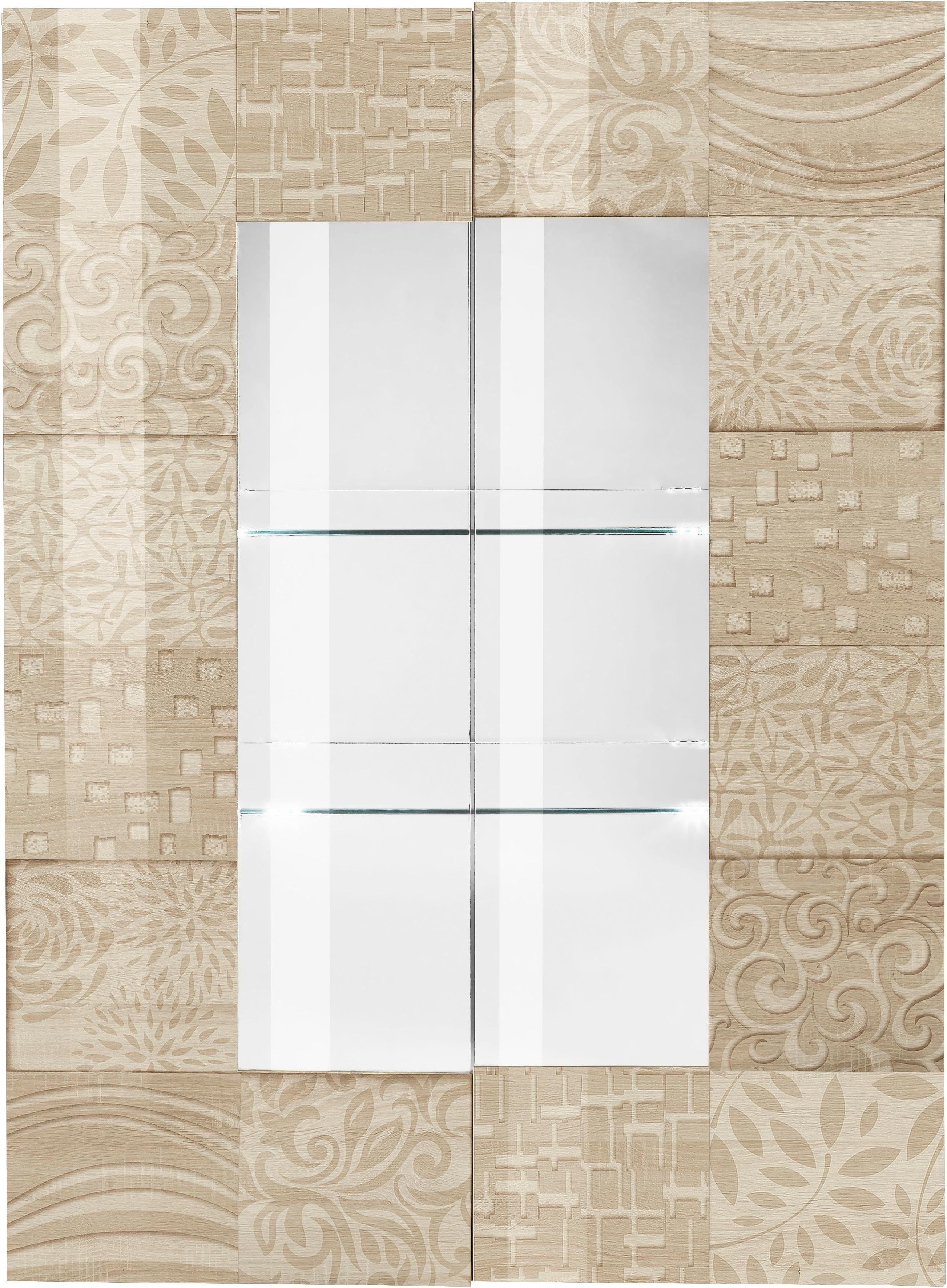 INOSIGN Vitrinekast Miro Vitrinekast, hoogte 166 cm met decoratieve zeefdruk