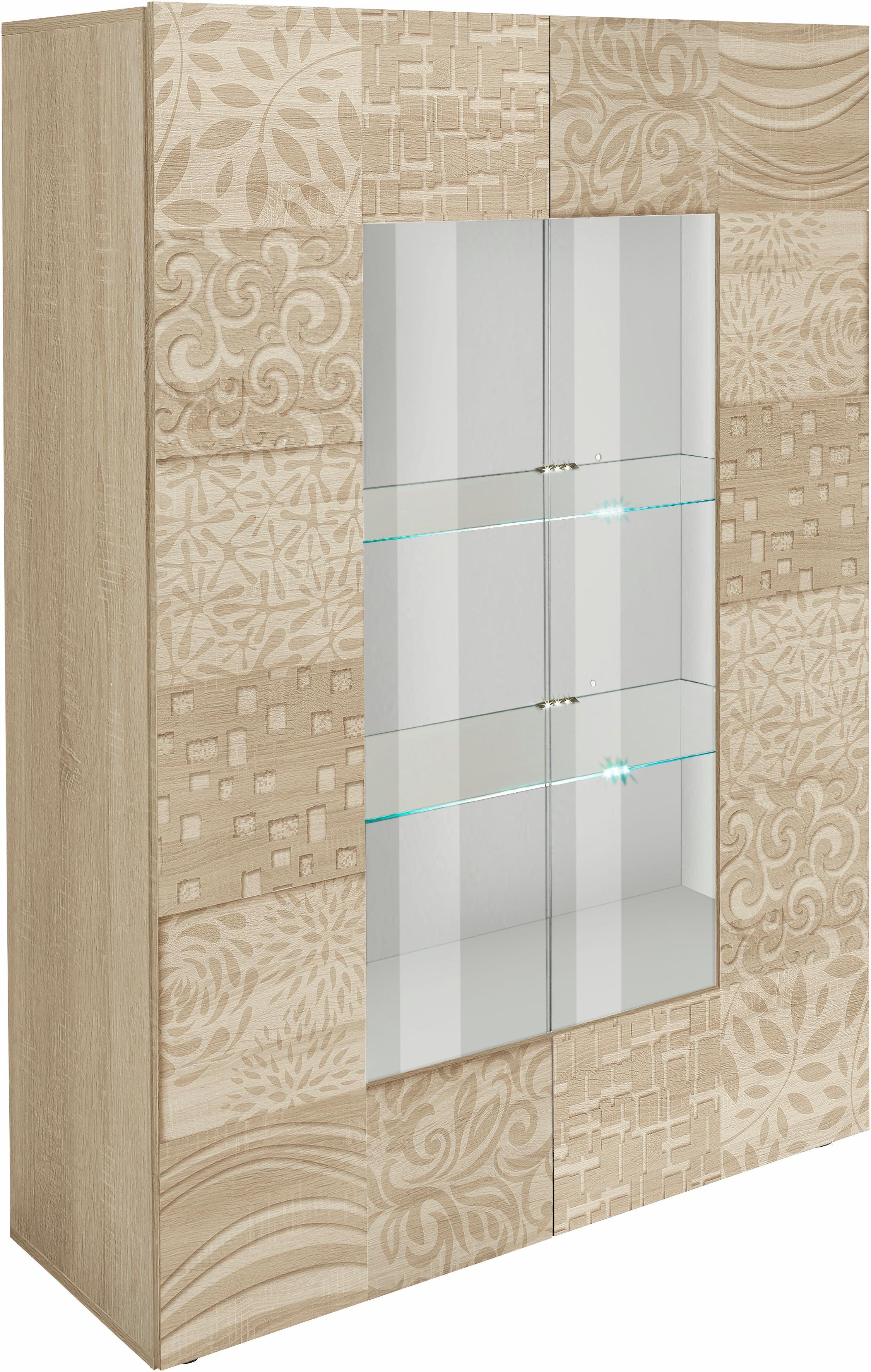 INOSIGN Vitrinekast Miro Vitrinekast, hoogte 166 cm met decoratieve zeefdruk