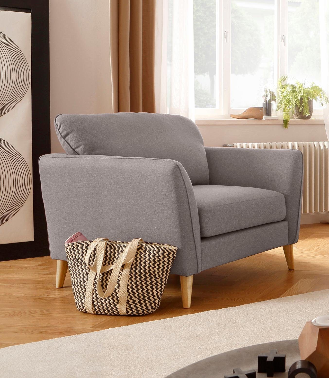 Home affaire Fauteuil Marseille in scandinavische stijl, in 3 stofkwaliteiten, met houten poten