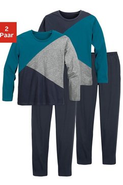 le jogger pyjama voor jongens in colourblock-design (set, set van 2) blauw
