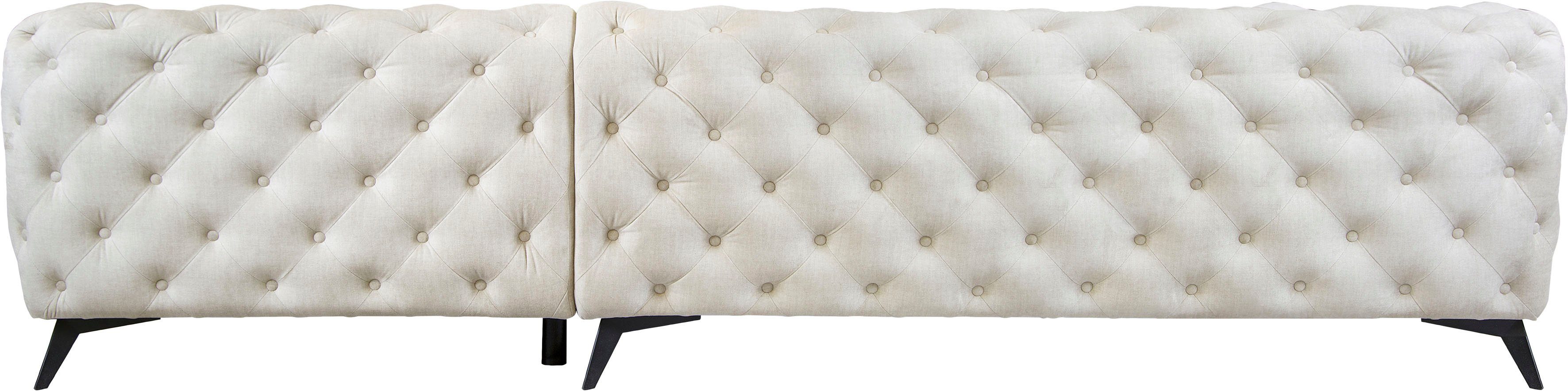 Leonique Chesterfield-bank Glynis L-vorm luxueuze capitonnage, moderne chesterfield look, kleur van de poten ter keuze