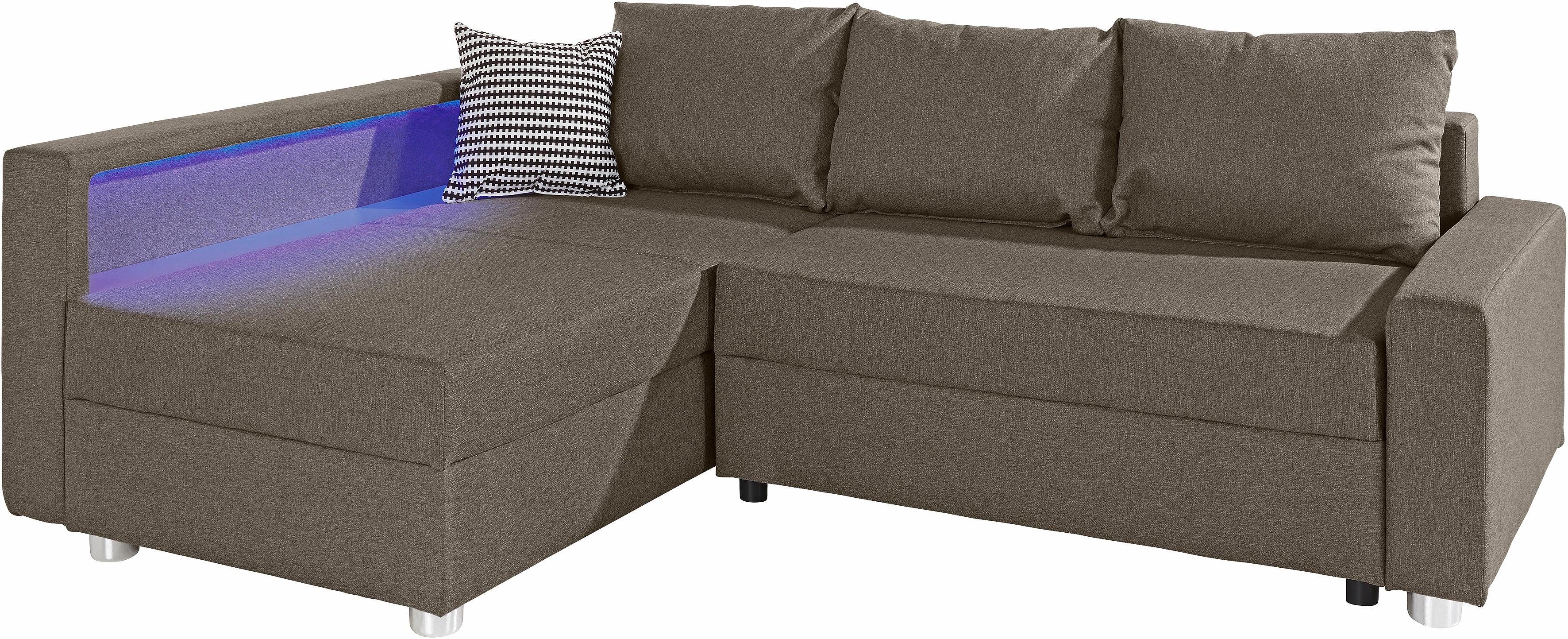 COLLECTION AB Hoekbank Relax L-vorm inclusief slaapfunctie, binnenvering, naar keuze met rgb-ledverlichting