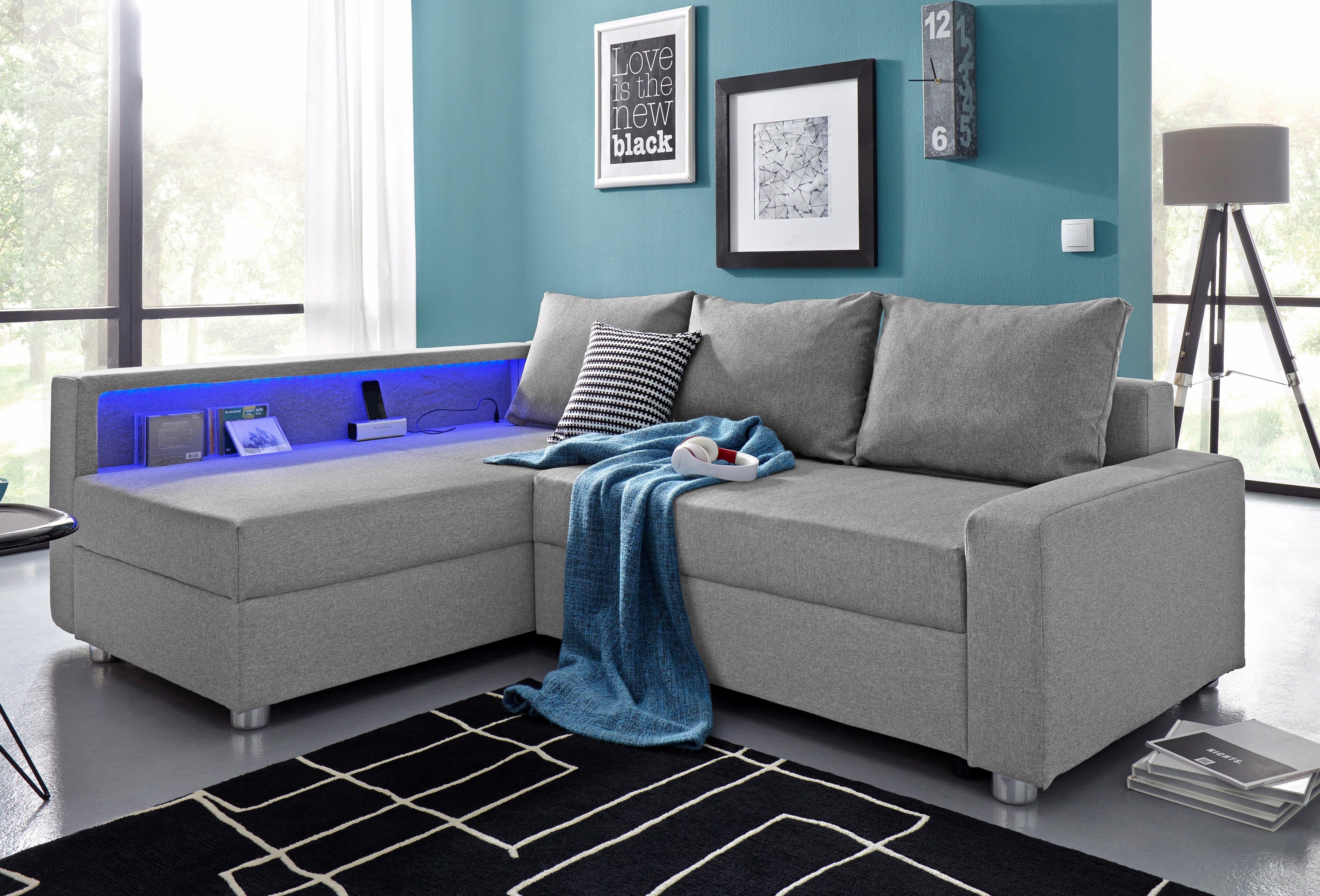COLLECTION AB Hoekbank Relax L-vorm inclusief slaapfunctie, binnenvering, naar keuze met rgb-ledverlichting