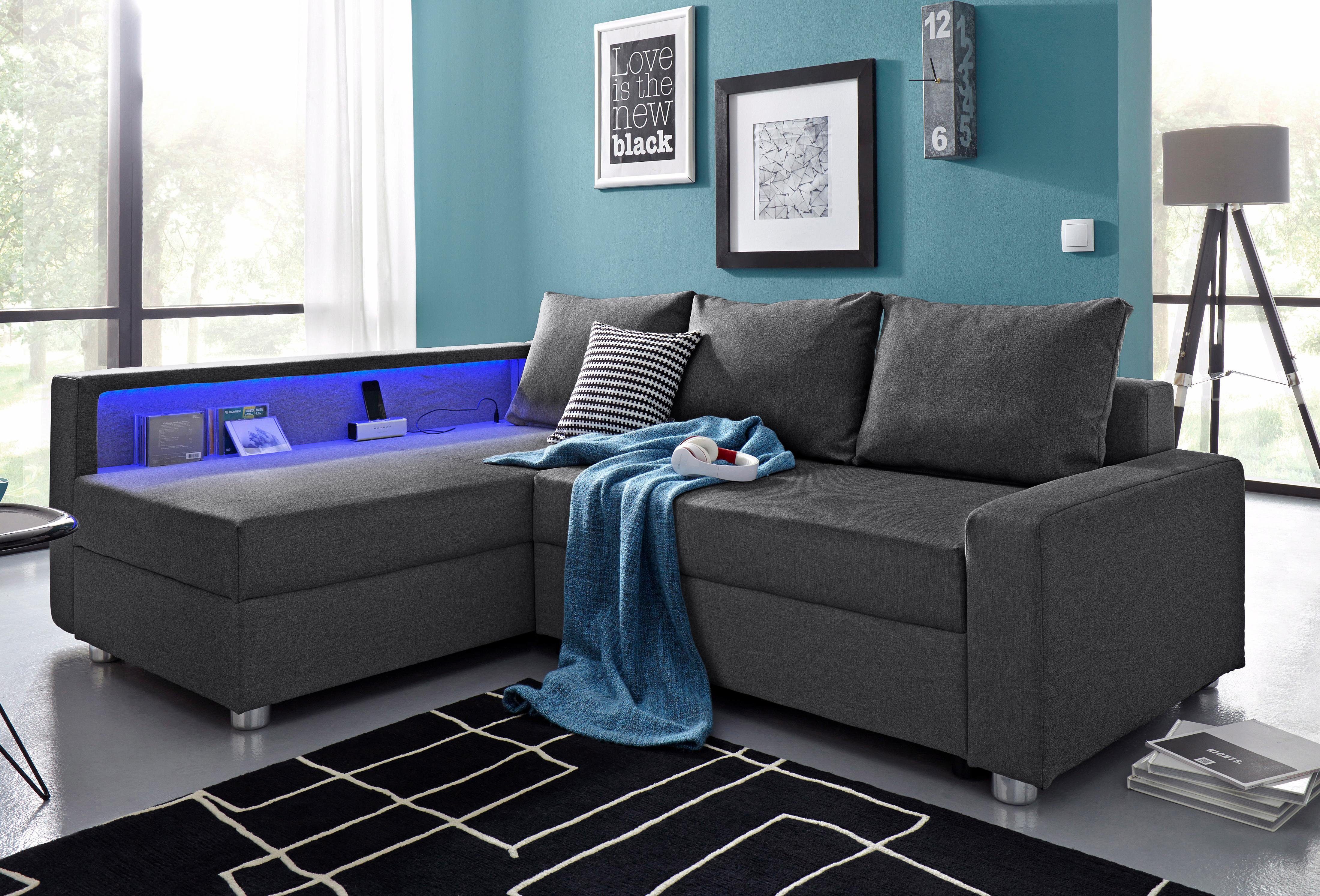 COLLECTION AB Hoekbank Relax L-vorm inclusief slaapfunctie, binnenvering, naar keuze met rgb-ledverlichting