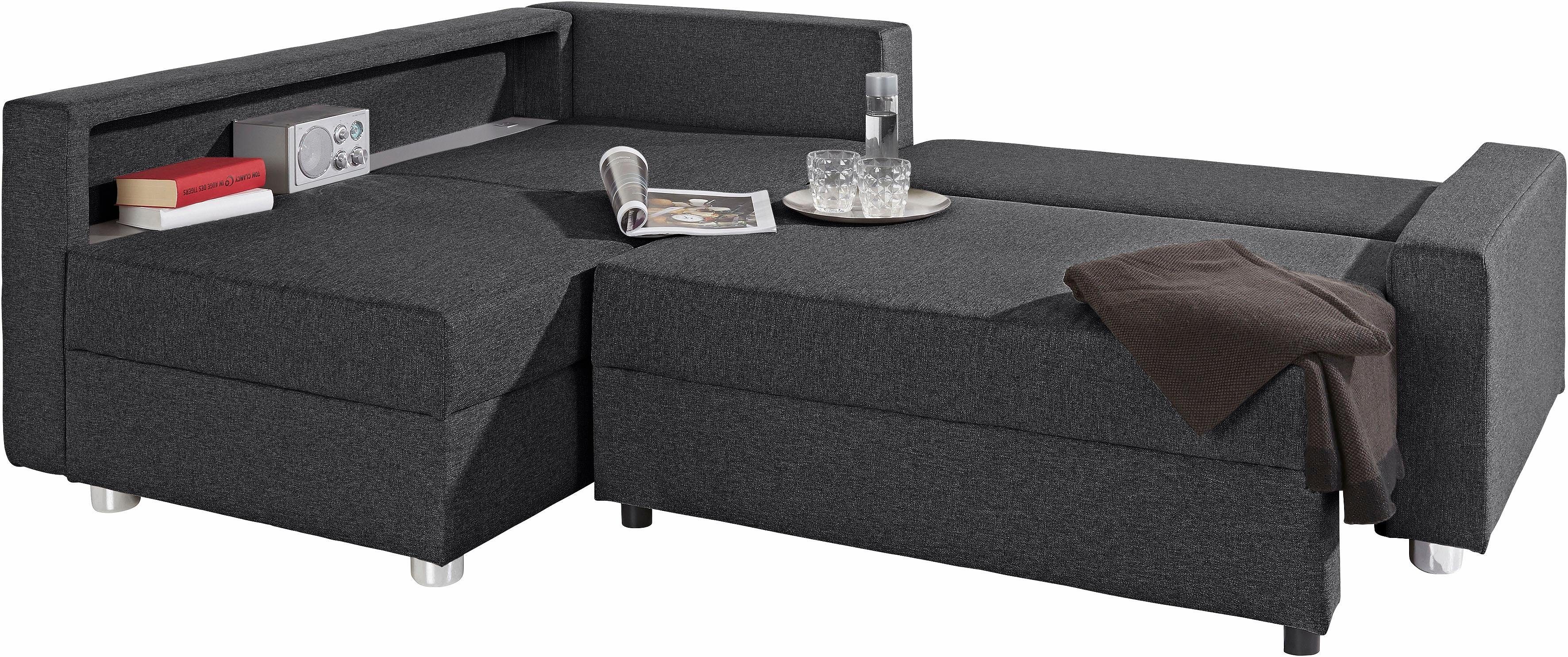 COLLECTION AB Hoekbank Relax L-vorm inclusief slaapfunctie, binnenvering, naar keuze met rgb-ledverlichting