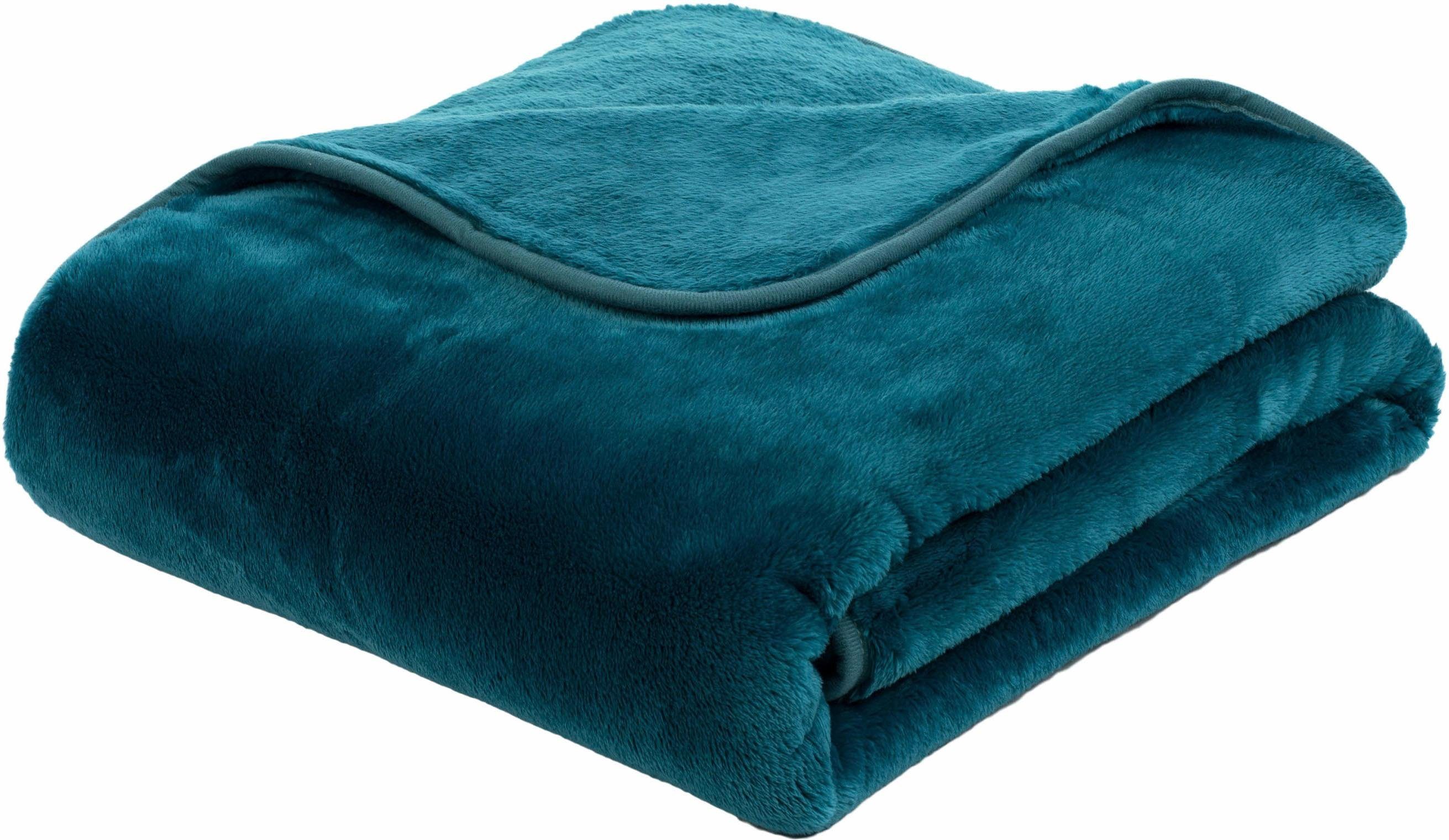 Gözze Deken Premium Cashmere Feeling met premium kasjmier-touch, knuffeldeken plaids maat 220x240 cm blauw