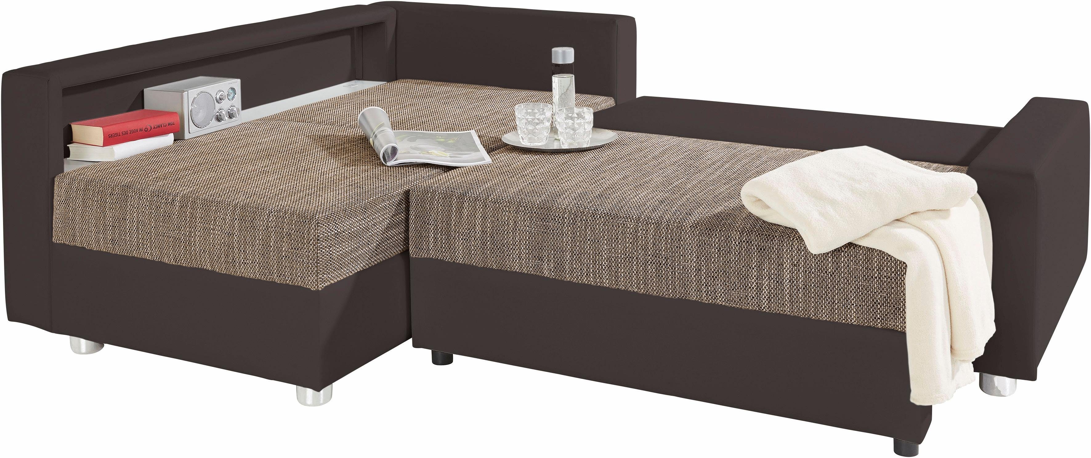 COLLECTION AB Hoekbank Relax L-vorm inclusief slaapfunctie, binnenvering, naar keuze met rgb-ledverlichting