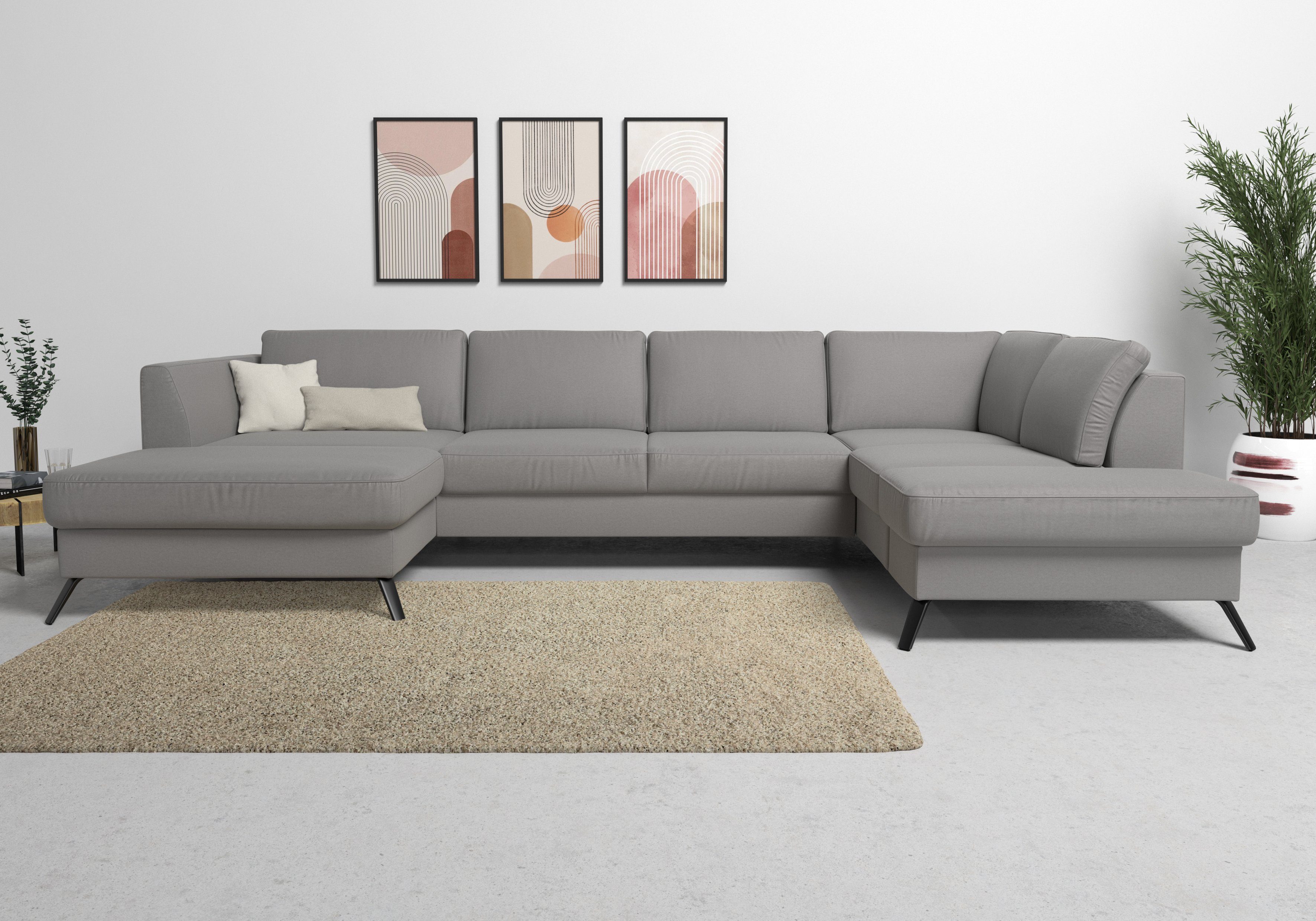 sit&more Zithoek Olsen U-vorm inclusief zitdiepteverstelling, naar keuze met slaapfunctie, 15 cm hoog