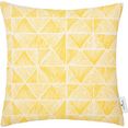 tom tailor sierkussen squared triangle met unikleurige achterzijde in linnen-look (1 stuk) geel
