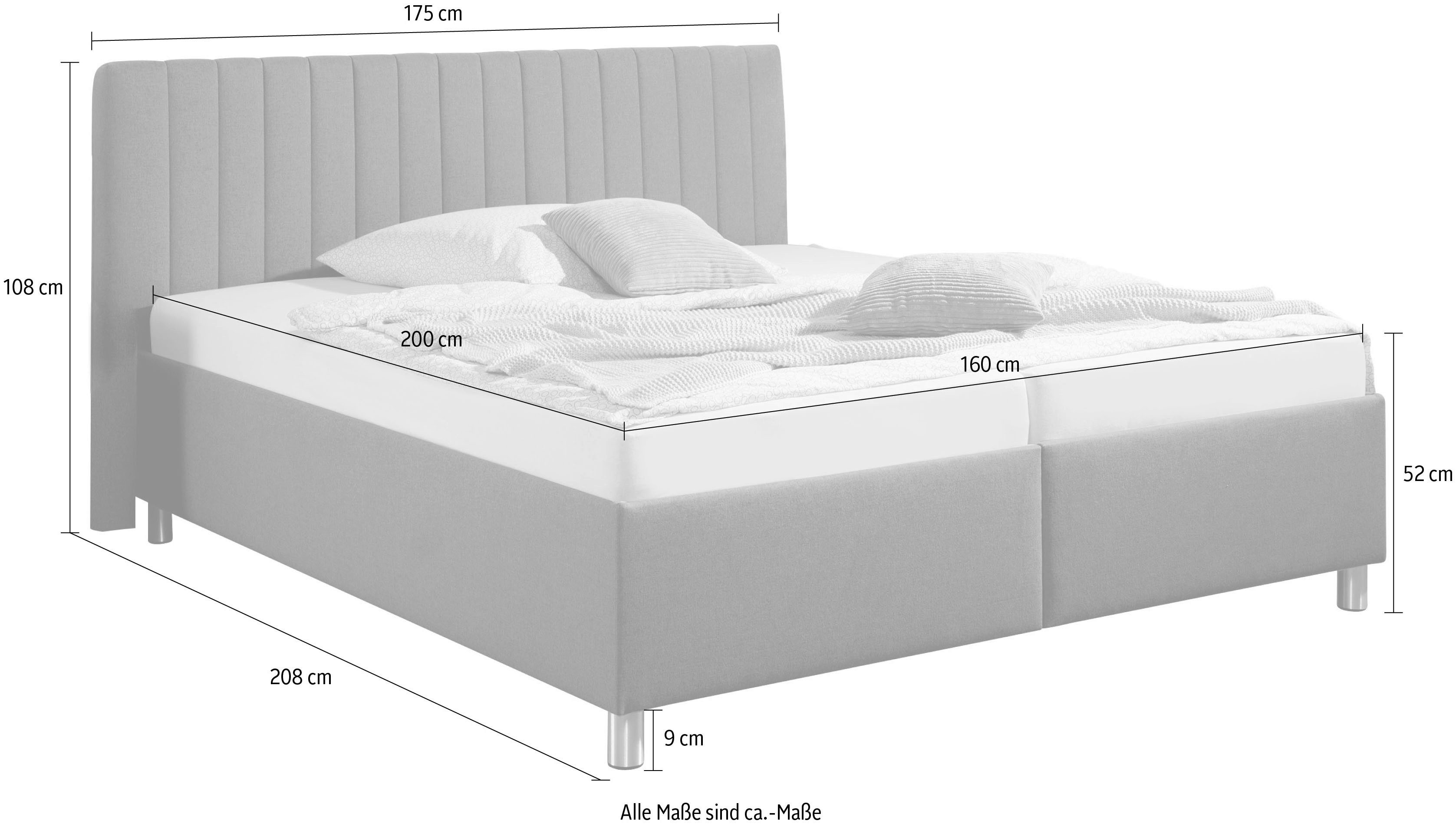 Maintal Gestoffeerd bed Kieferwald met bedlade, optioneel met bonnell- of pocketveringmatras
