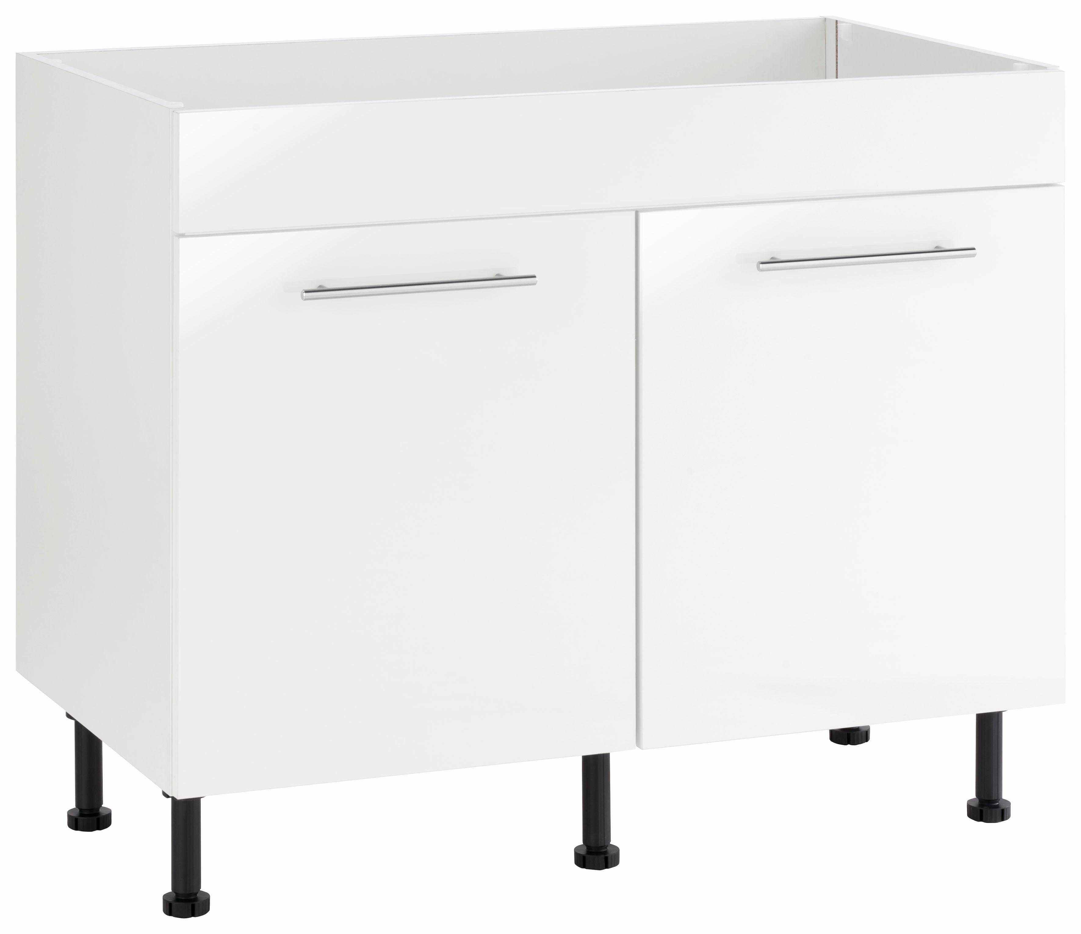 wiho Küchen Gootsteenkast Ela Breedte 100 cm, in hoogte verstelbare poten gootsteenkasten wit