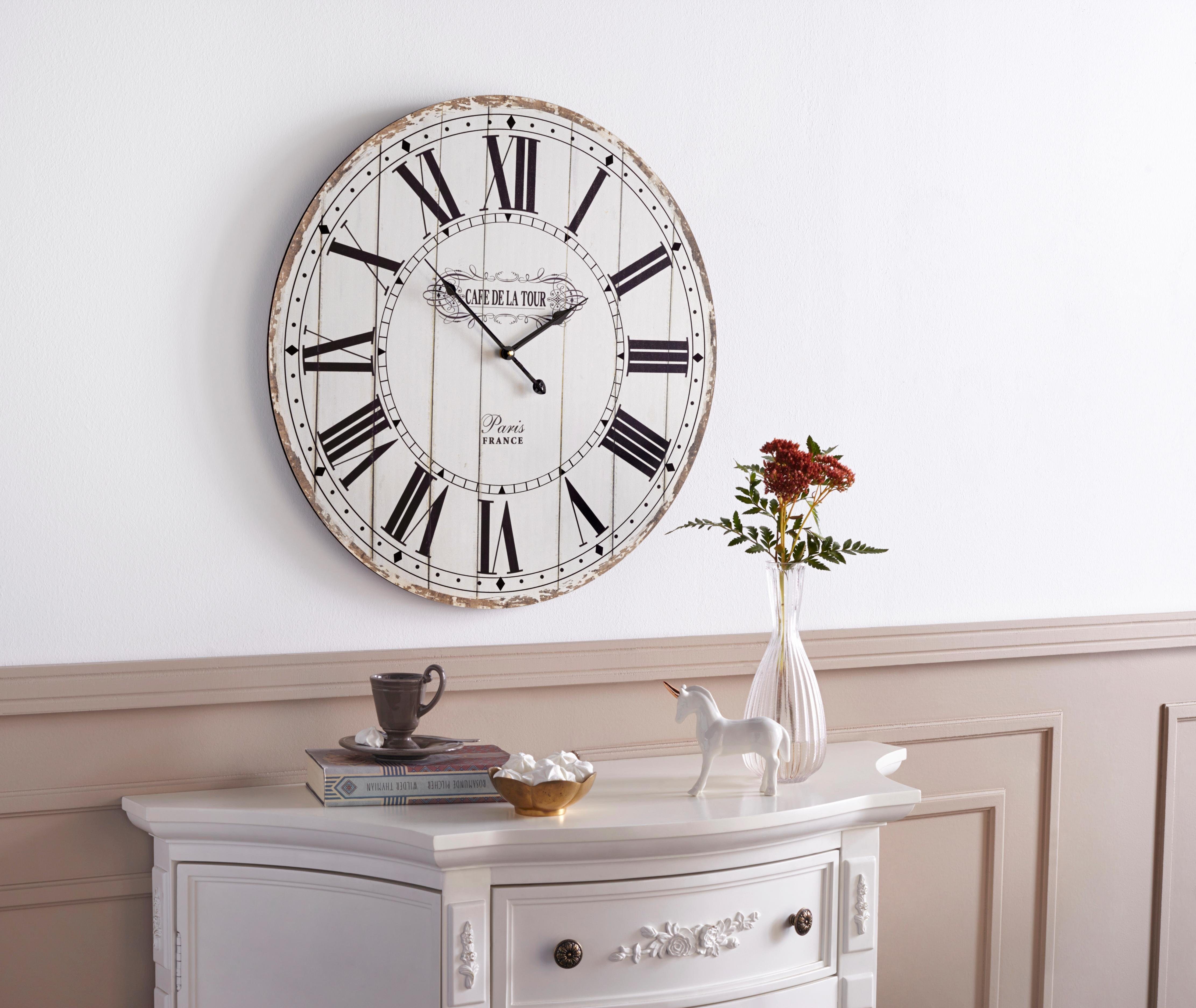 Home affaire Wandklok "Cafe de la tour" romeinse cijfers, rond, ø 60 cm, vintage-look (1-delig)