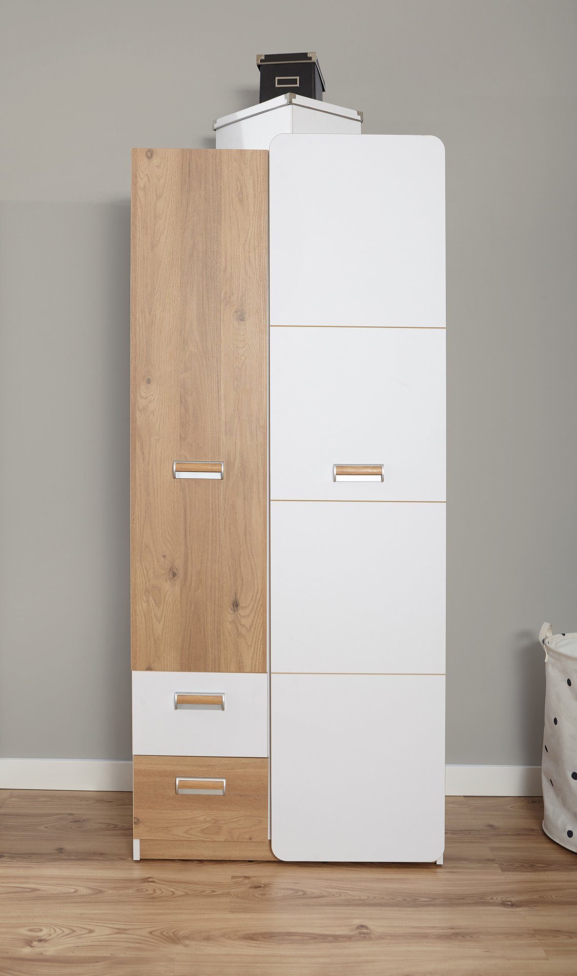 Ticaa Tienerkamerset Lori Bed + kast + bureau + staand rek + wandrek + nachtkastje (set, 6-delig)
