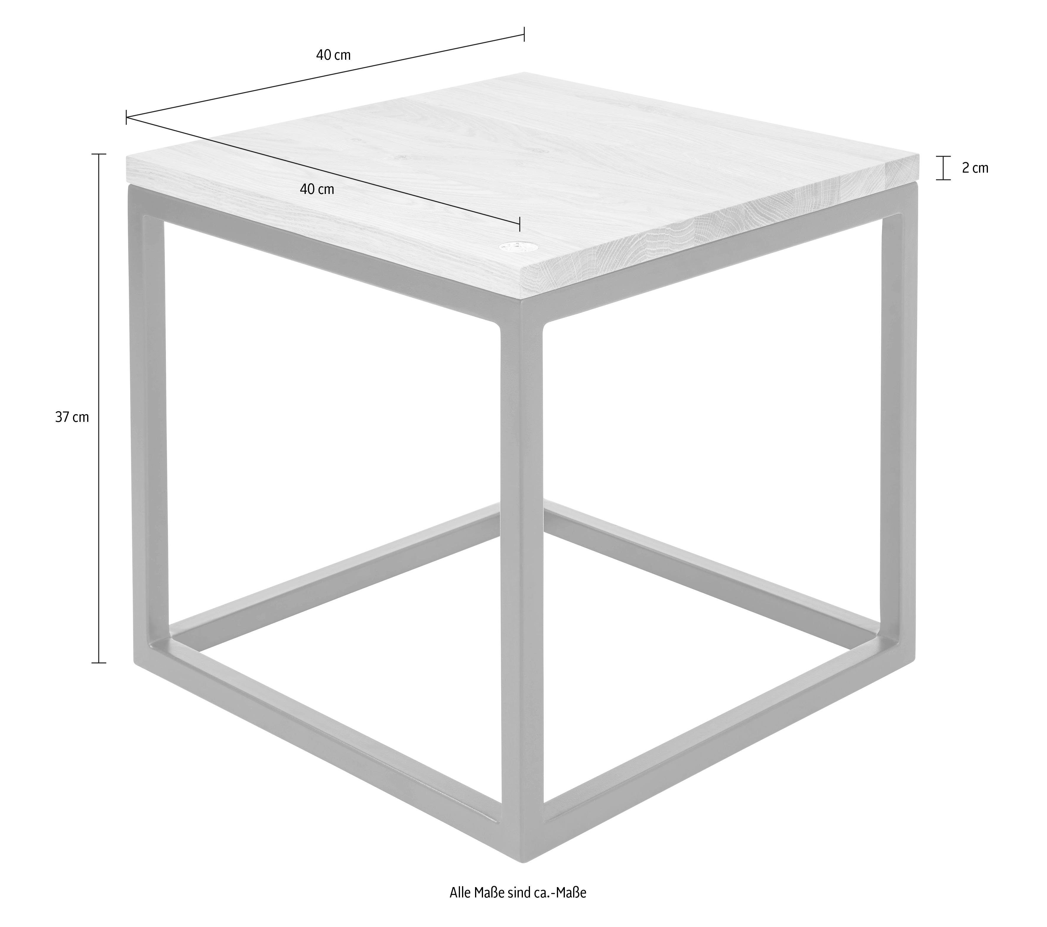 Home affaire Salontafel Voorst van massief eiken en metalen frame