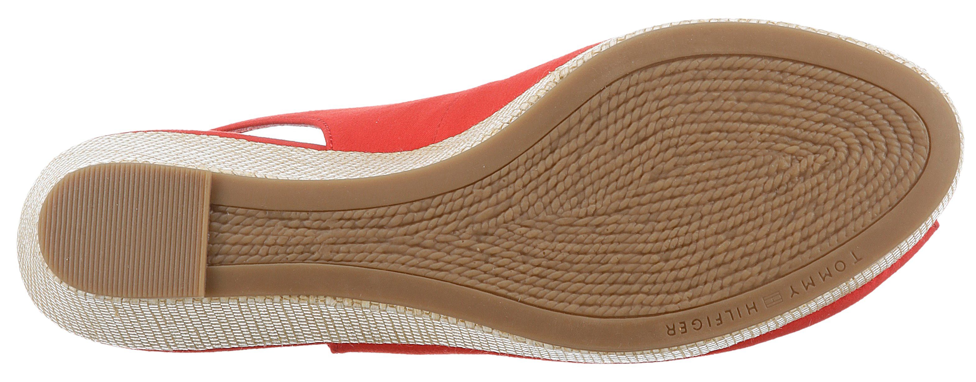 Tommy Hilfiger Sandaaltjes ICONIC ELBA SLING BACK WEDGE zomerschoen, sandaal, sleehak, met jute bekleding