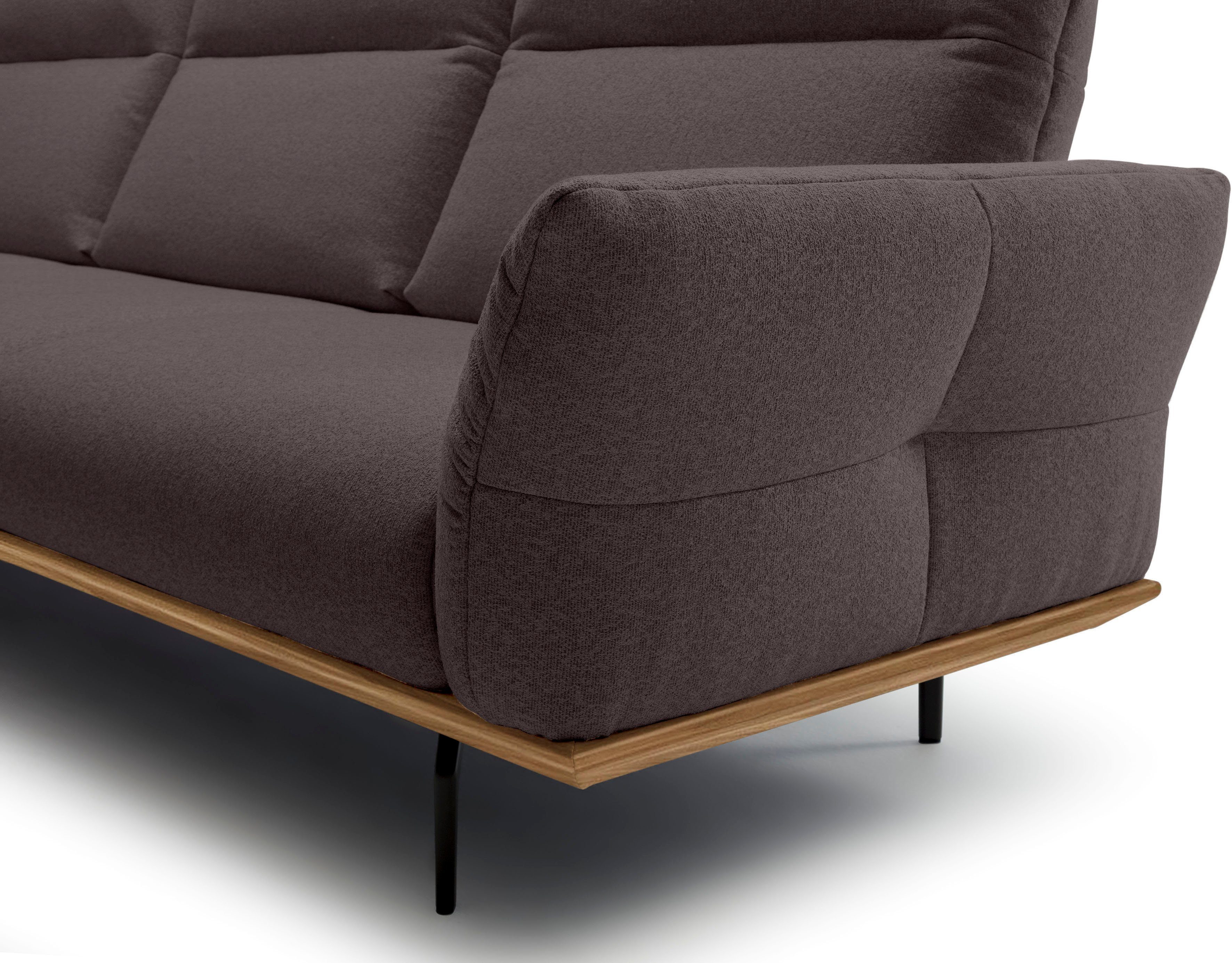 Creation BY ROLF BENZ Hoekbank CR.460 Sokkel in walnotenhout, onderstel in umbra grijs, breedte 338 cm