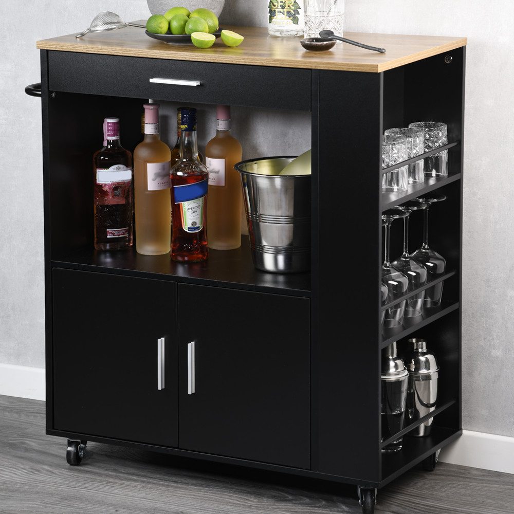 KESPER for kitchen & home Keukentrolley Servieswagen, FSC met 4 volledig beweegbare zwenkwielen