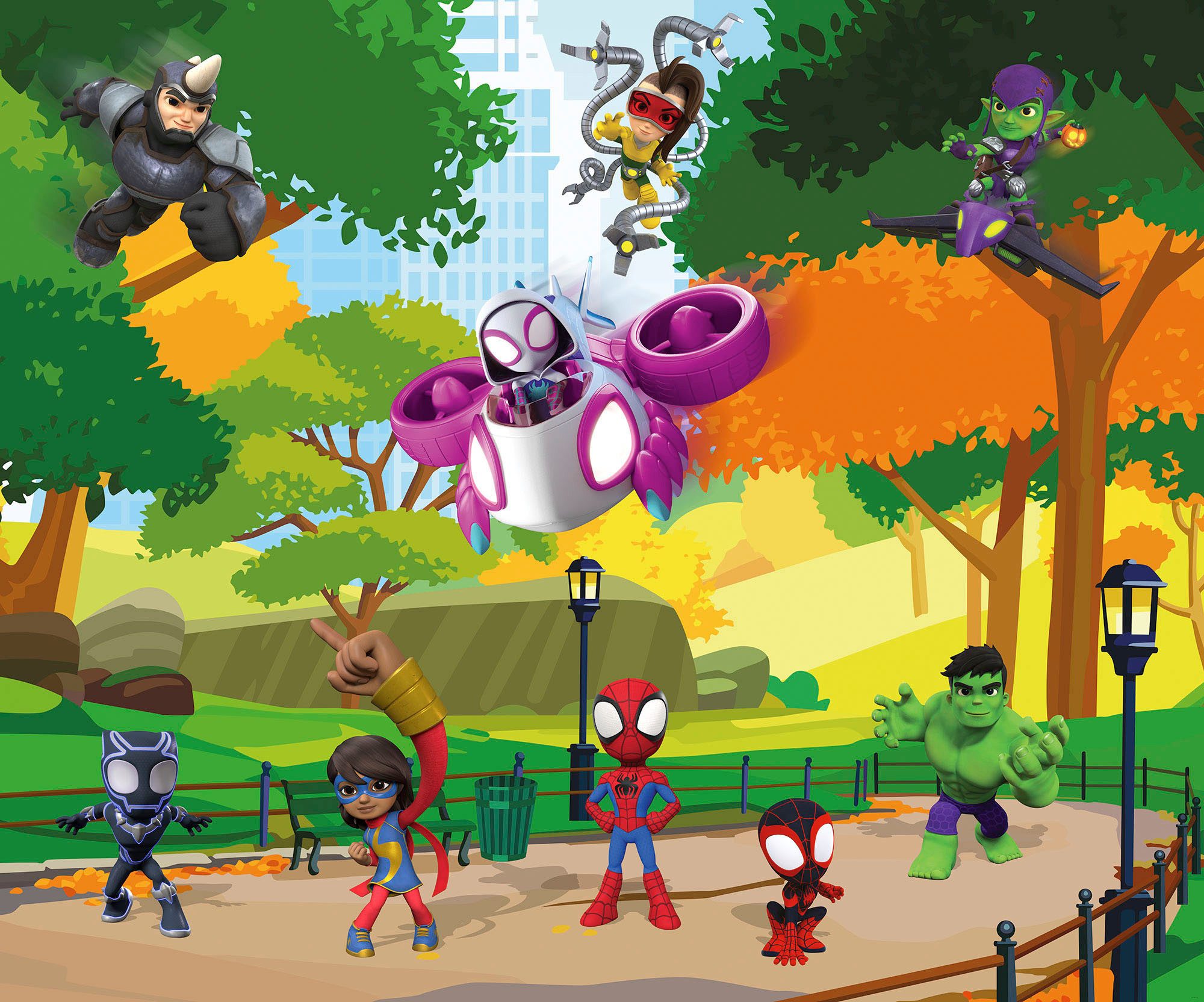 Komar Fotobehang Digitale print vlies - Spidey Scavenger Hunt - Afmeting 300 x 250 cm (1 stuk)
