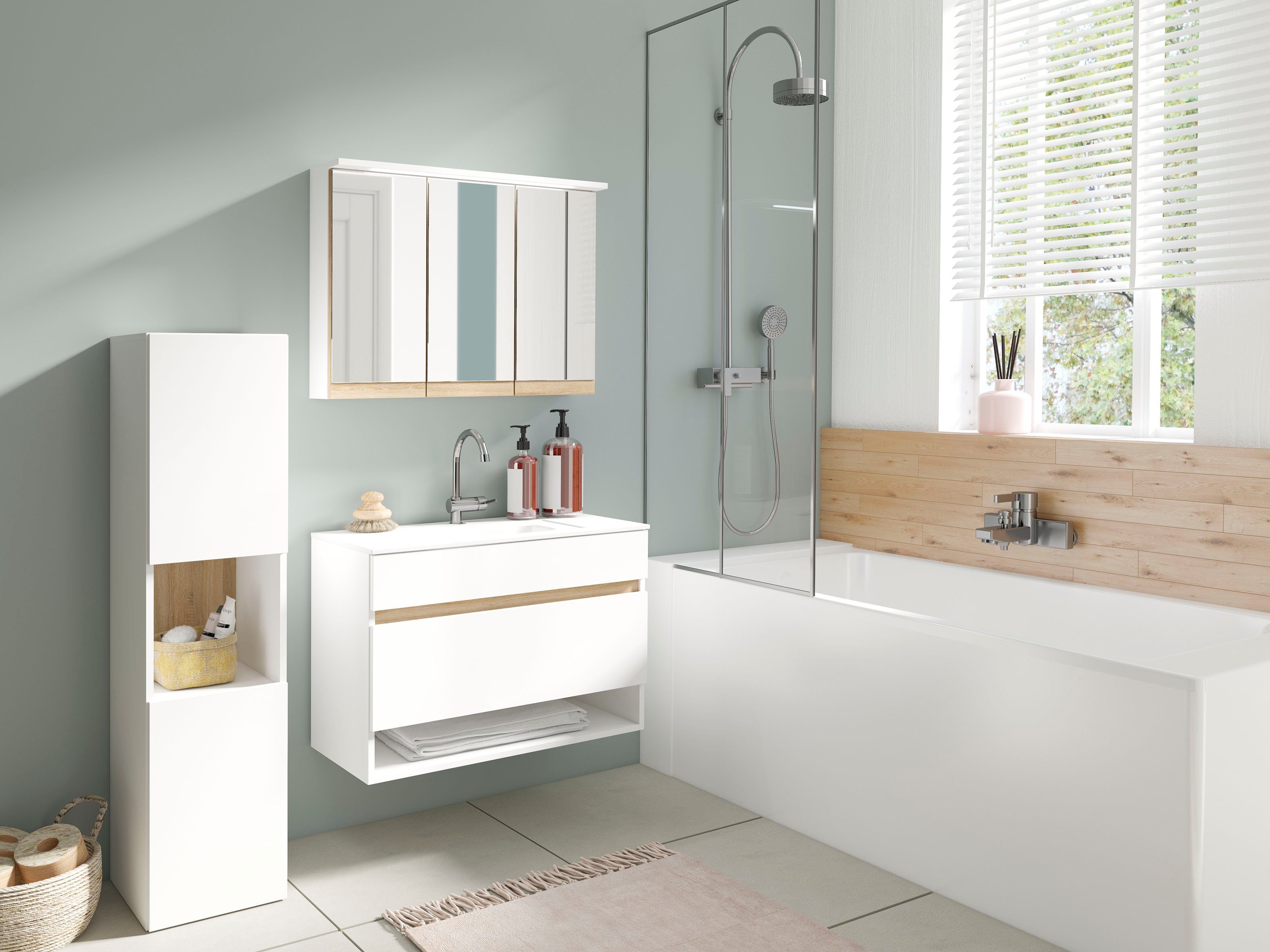 byLIVING Spiegelkast Marino Breedte 80 cm, met soft-closefunctie deuren, inclusief ledverlichting