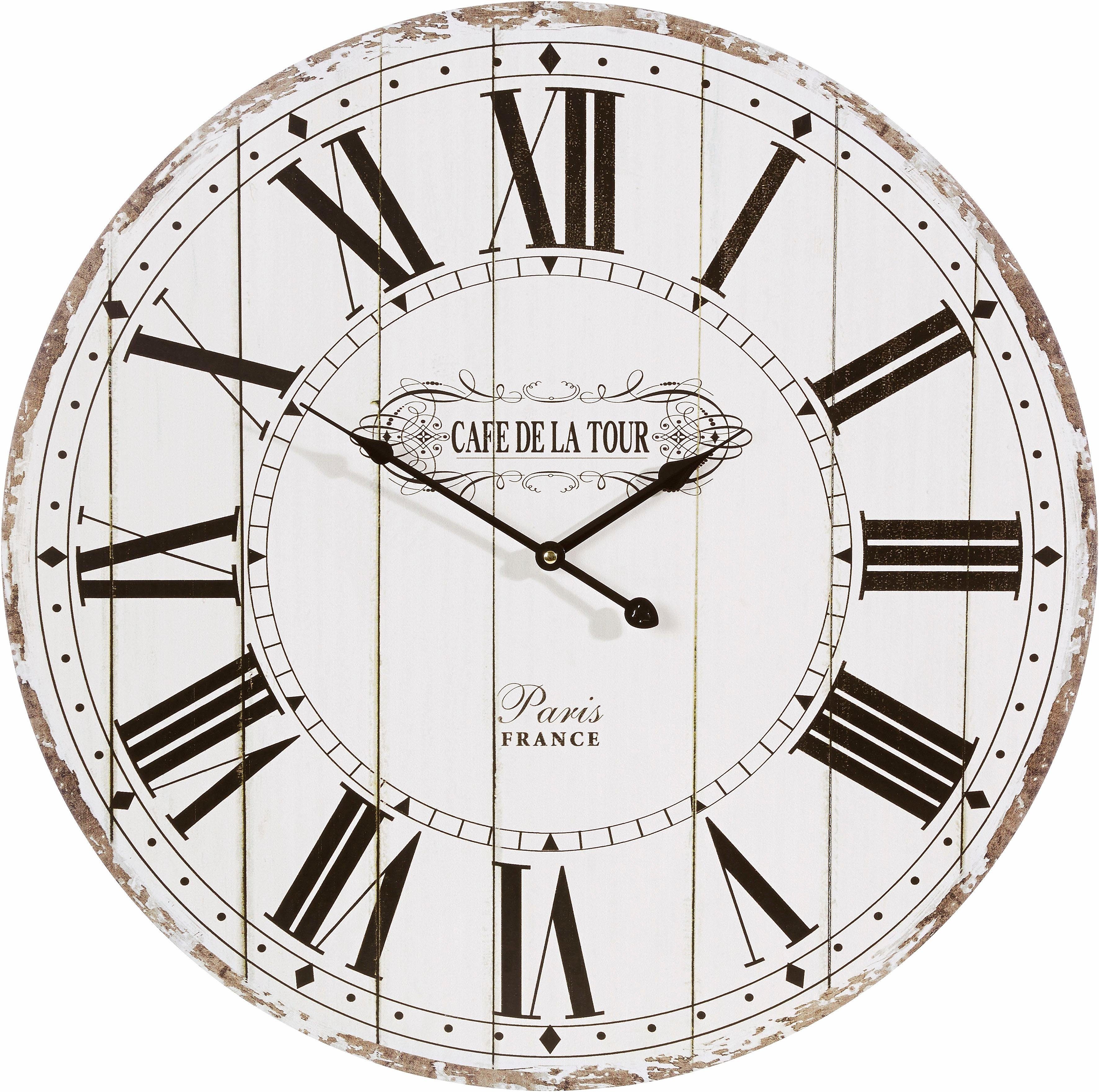 Home affaire Wandklok "Cafe de la tour" romeinse cijfers, rond, ø 60 cm, vintage-look (1-delig)