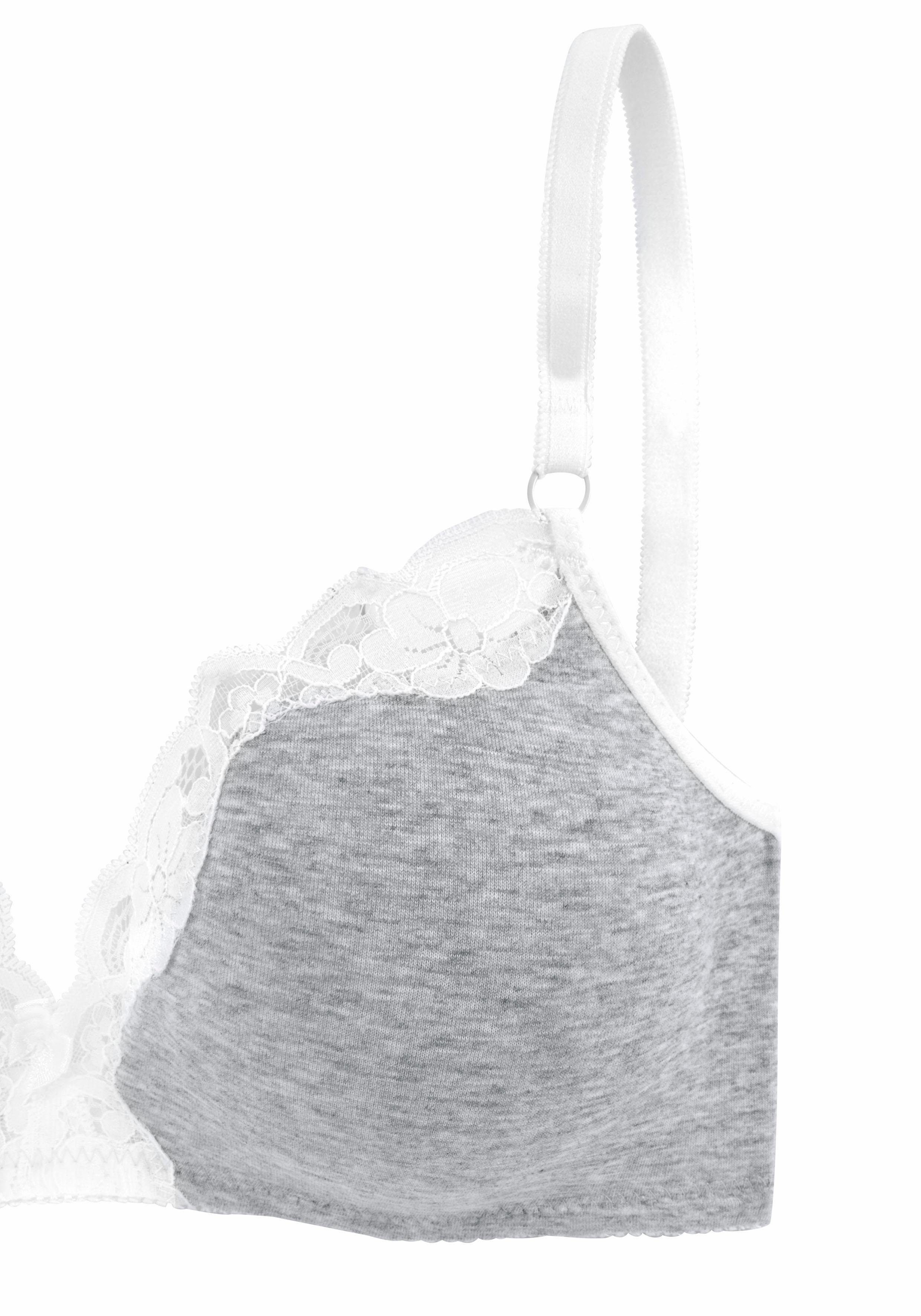 Petite fleur Bralette-bh zonder beugels van katoen met kant (Set van 2)