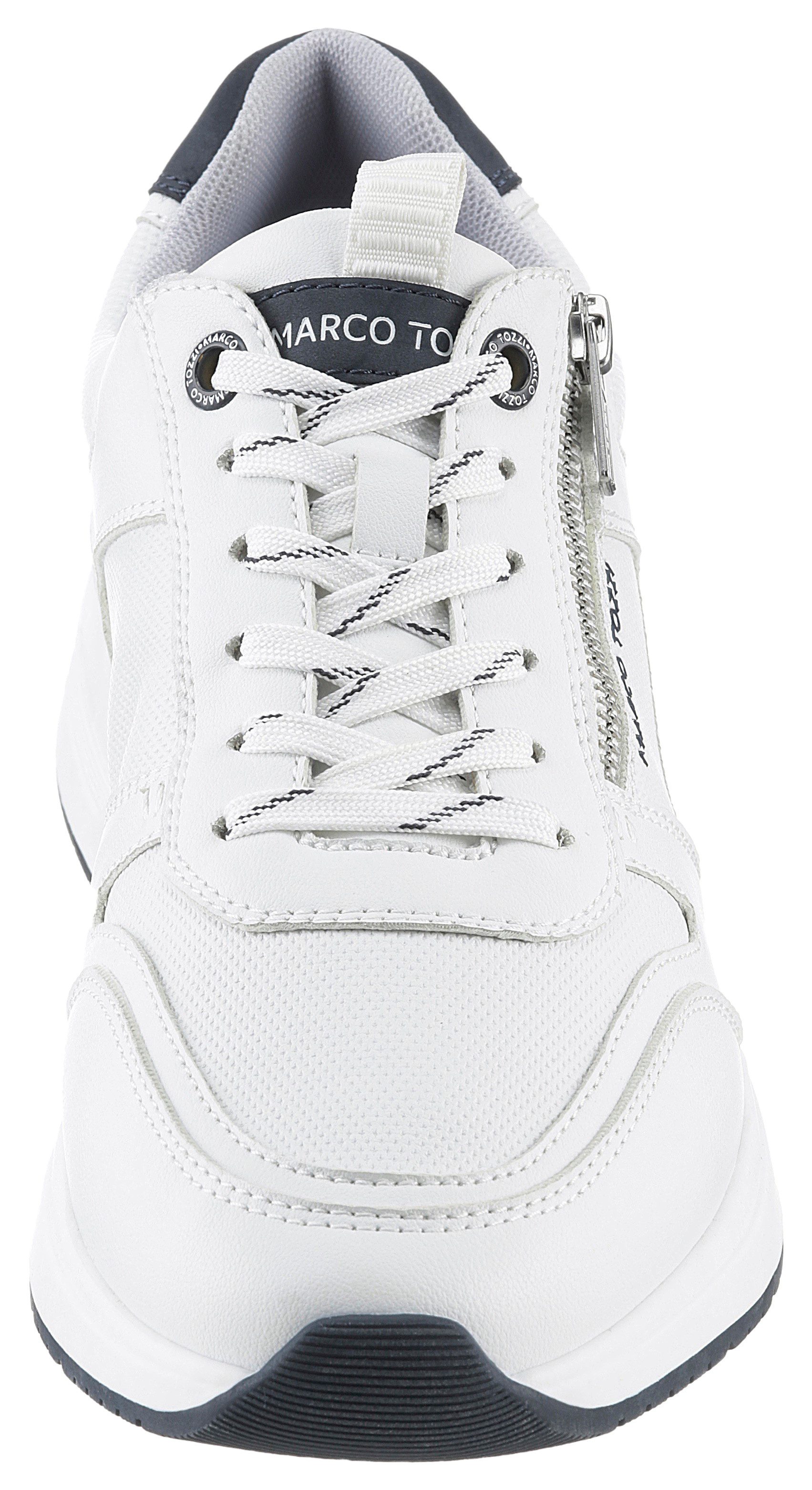 Marco Tozzi Sneakers met sleehak , vrijetijdsschoen, halfschoen, veterschoen met praktische rits