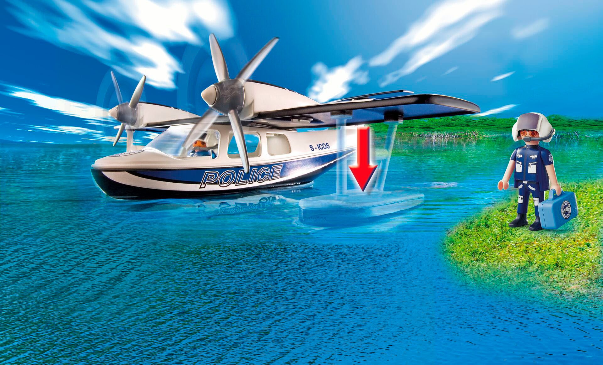 Playmobil® Constructie-speelset Polizei Wasserflugzeug (4445), Action Heroes (30-delig)